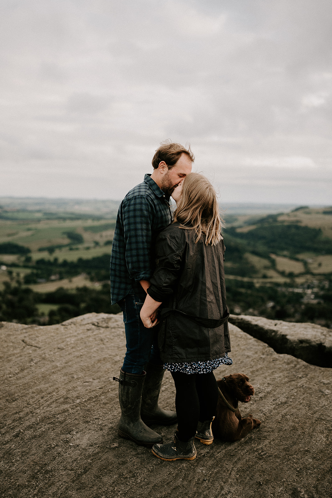Curbar Edge Pre-Wedding Shoot in the Peak District with a dog