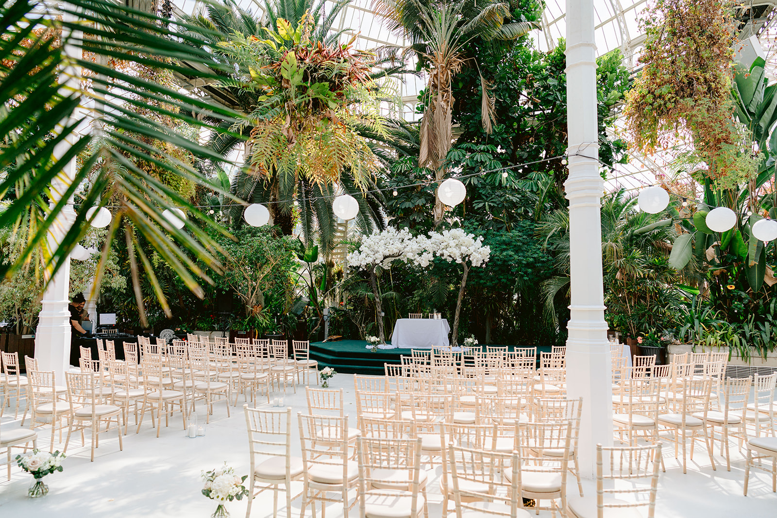 wedding decor sefton park palm house set out for the ceremony