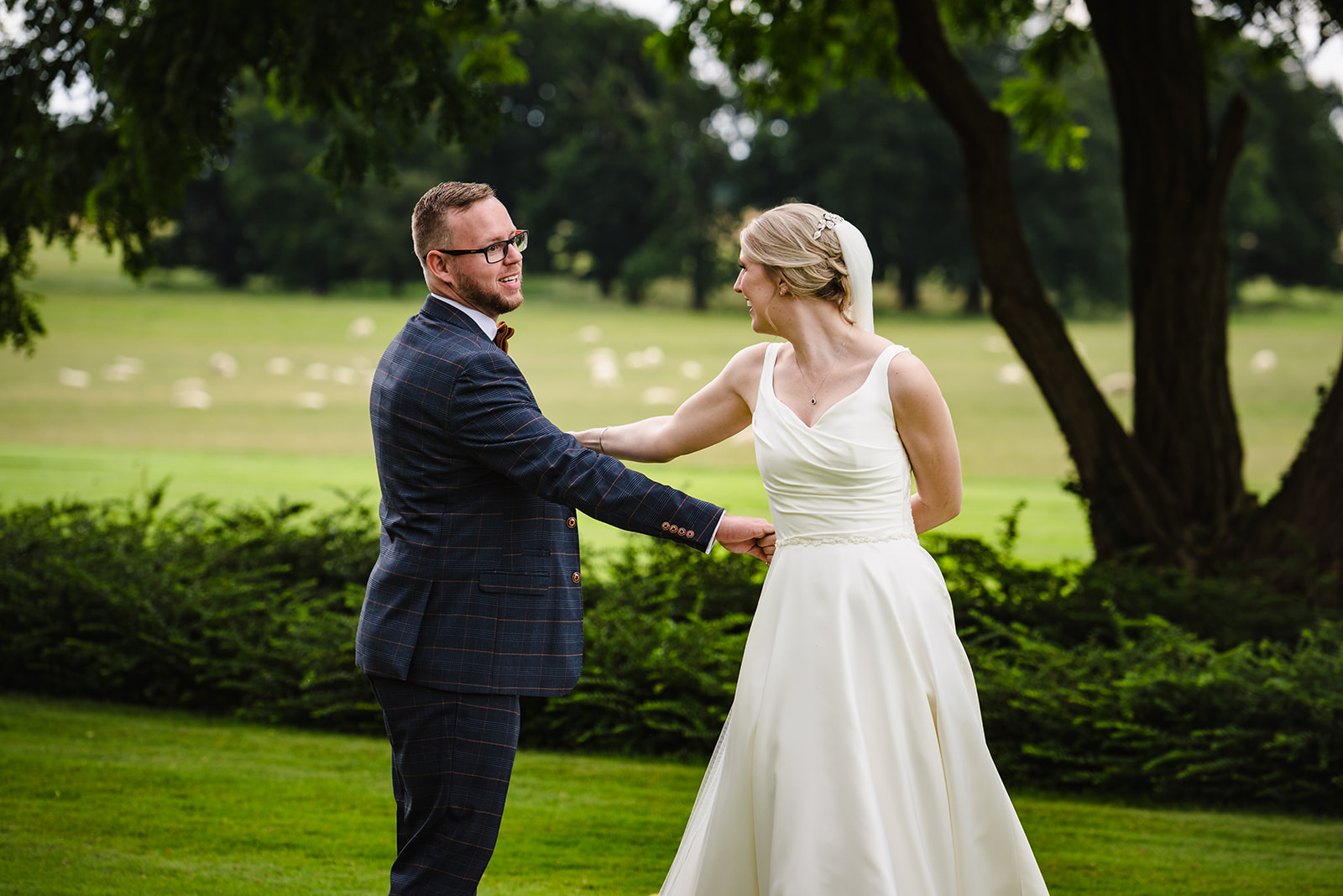 bride and groom dancing at stapleford park 