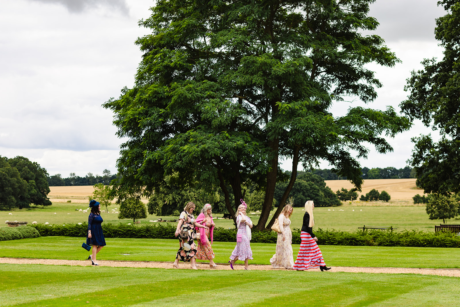 guests walking to ceremony at stapleford park