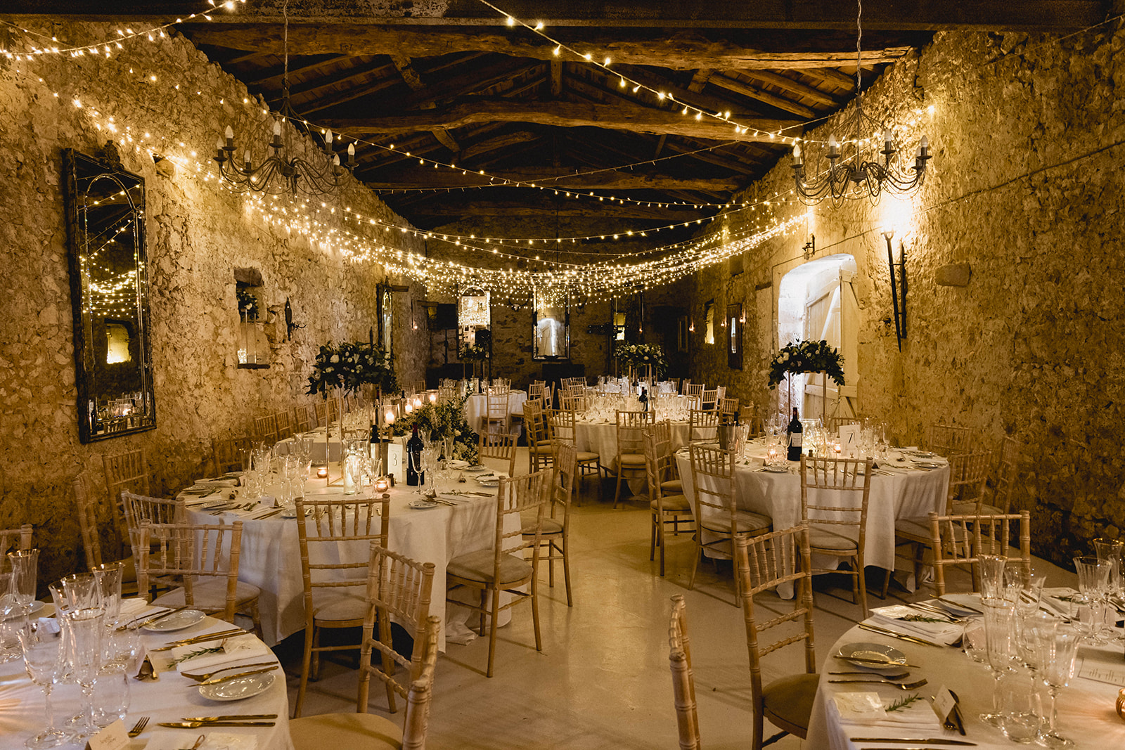 Barn Dinner set-up at Chateau Soulac in South West France