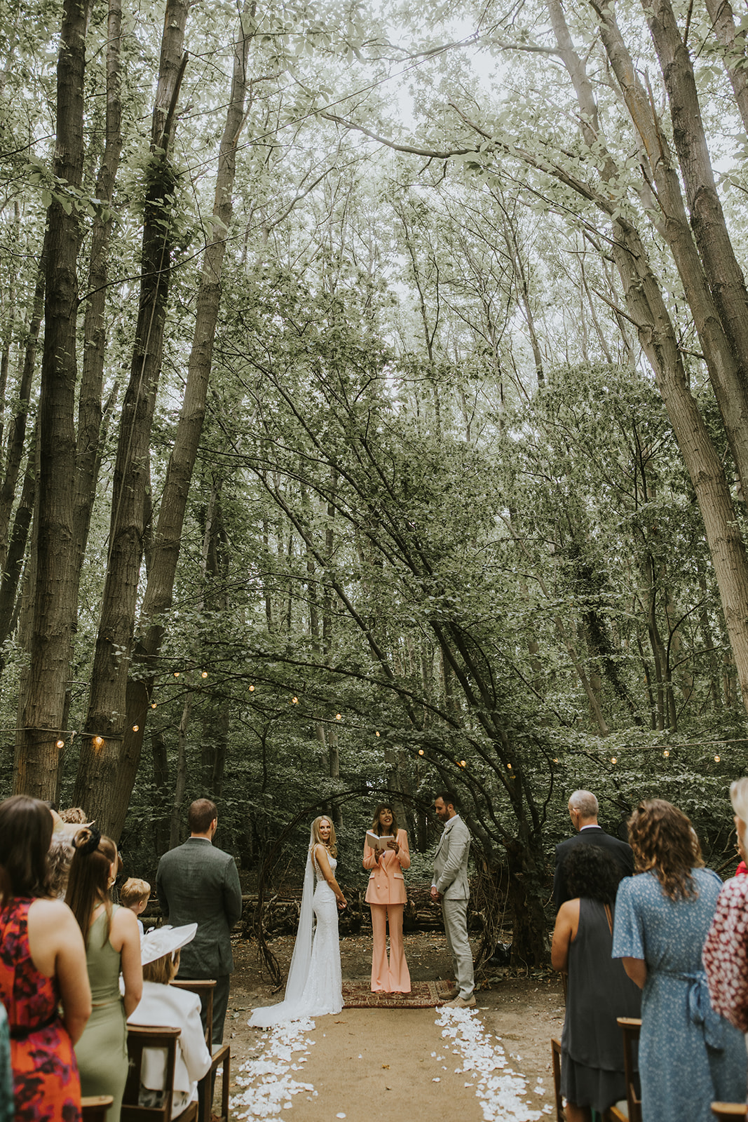 Getting married under the dense woodland canopy