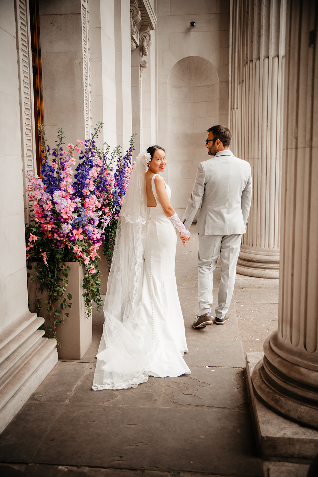 couples wedding portrait at Old Marylebone Town Hall in London