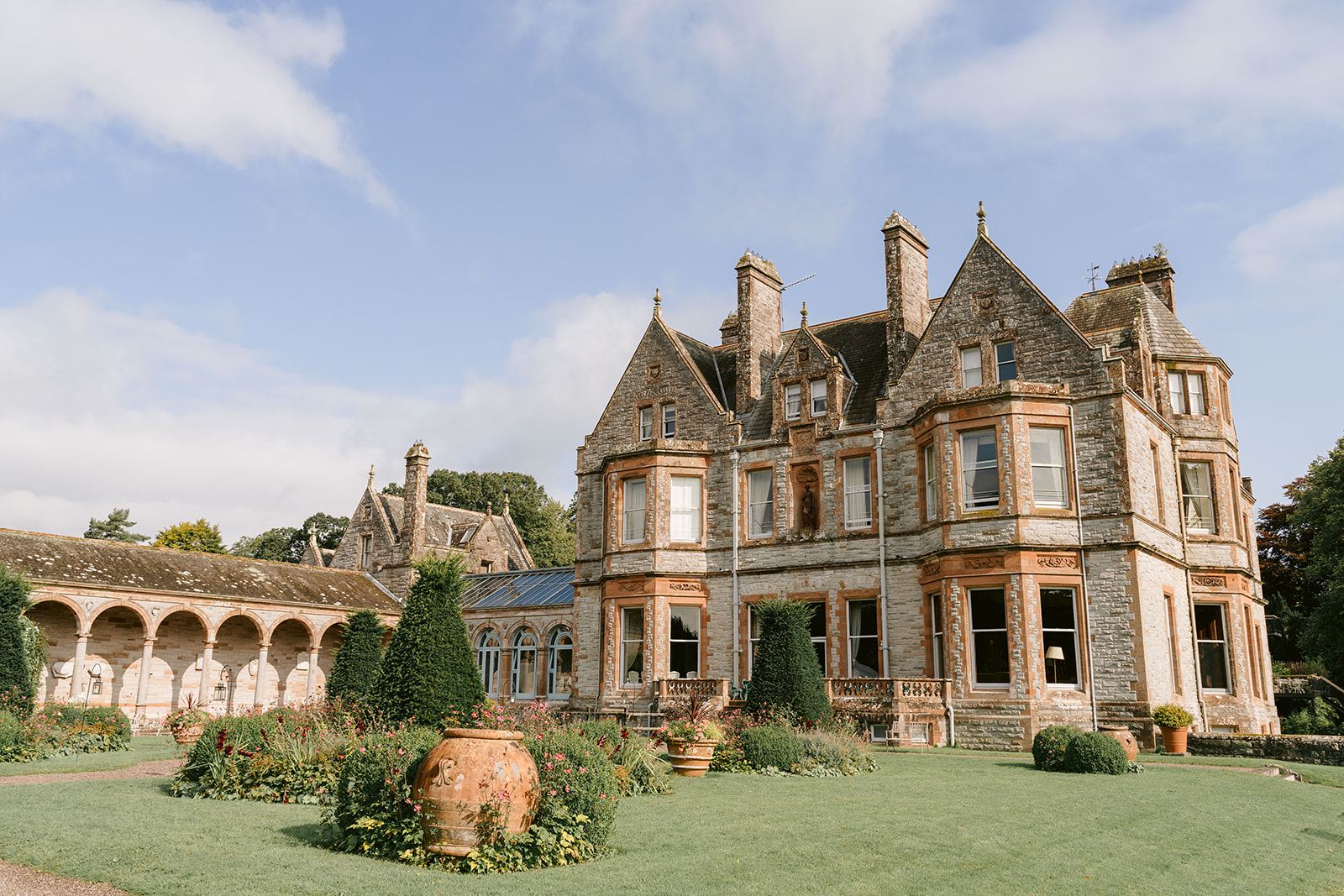 exterior photo of castle leslie on a sunny day in ireland