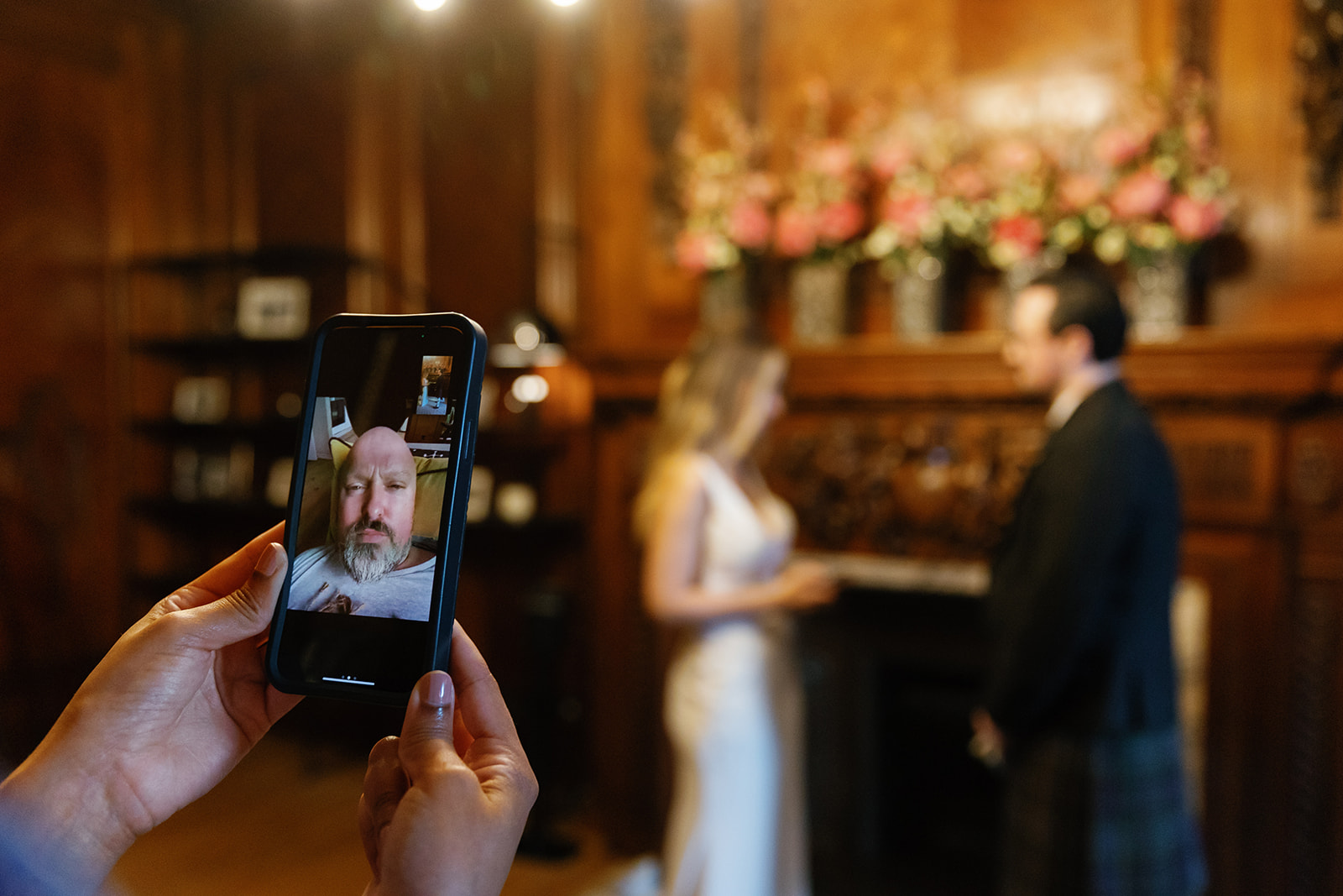 friend watching the ceremony via facetime