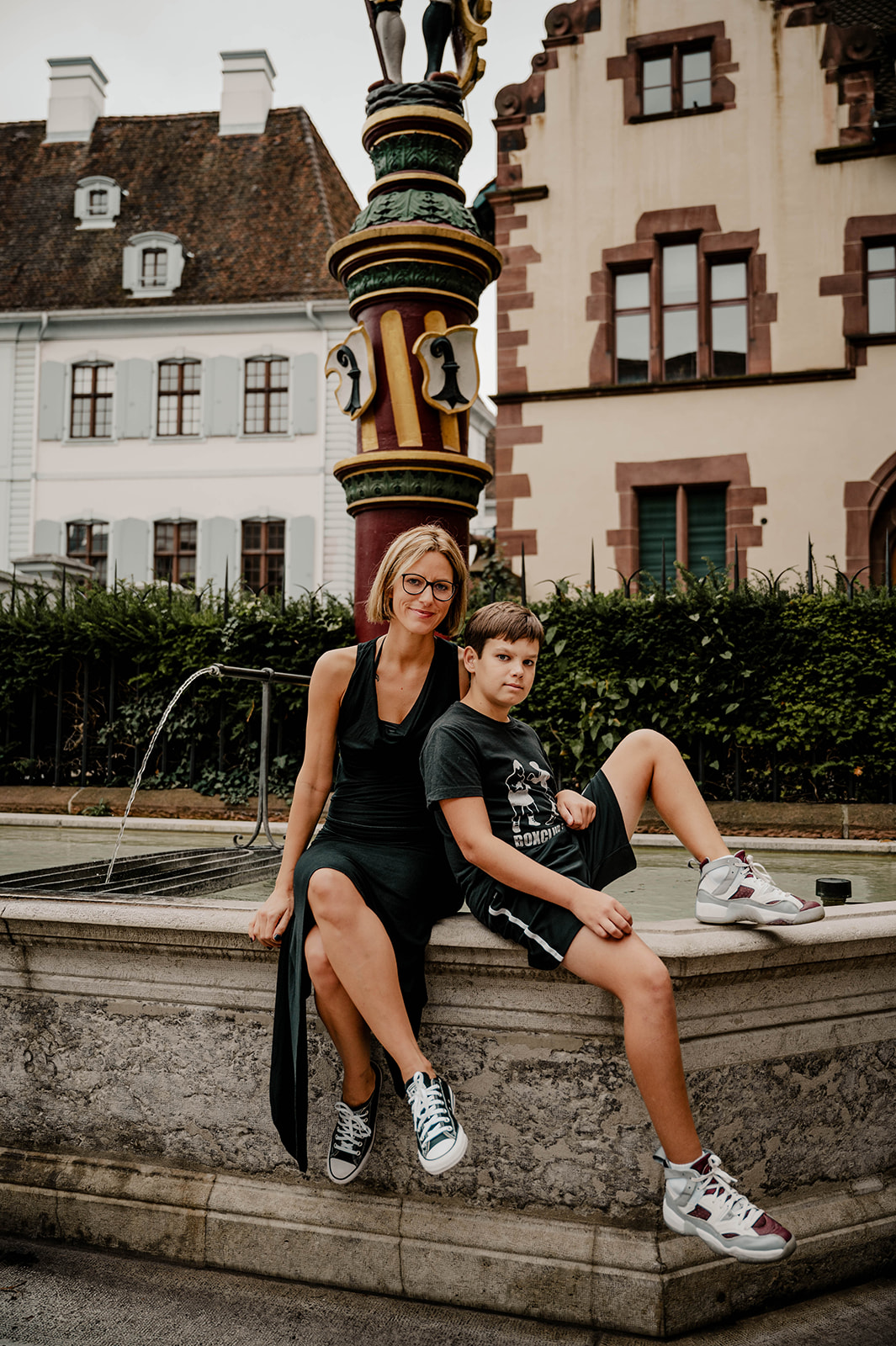 Mother and Son enjoying a photoshoot in Basel Switzerland to celebrate their precious bond.