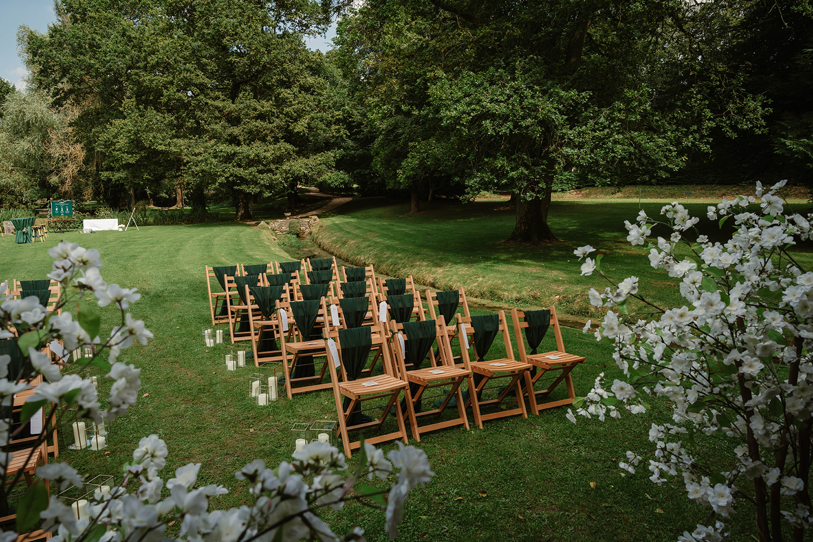 seating for ceremony Zara Davis Wedding Photography Waters Edge at Ewen Cotswolds Gloucestershire Cirencester cheltenham