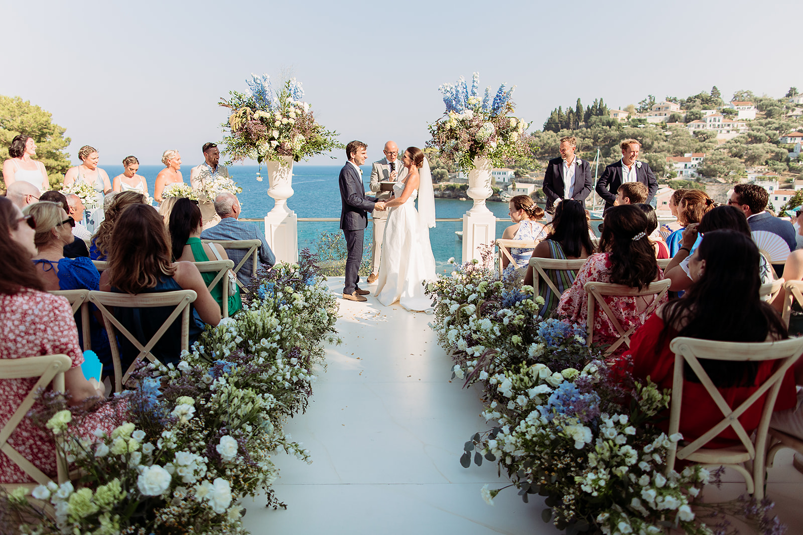 Ceremony on top of swimming pool in Paxos