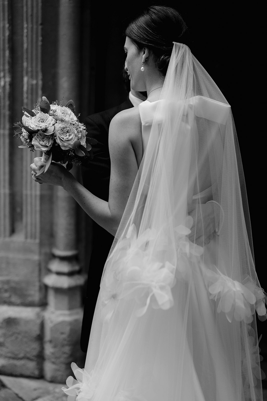 editorial wedding photo of the brides wedding veil