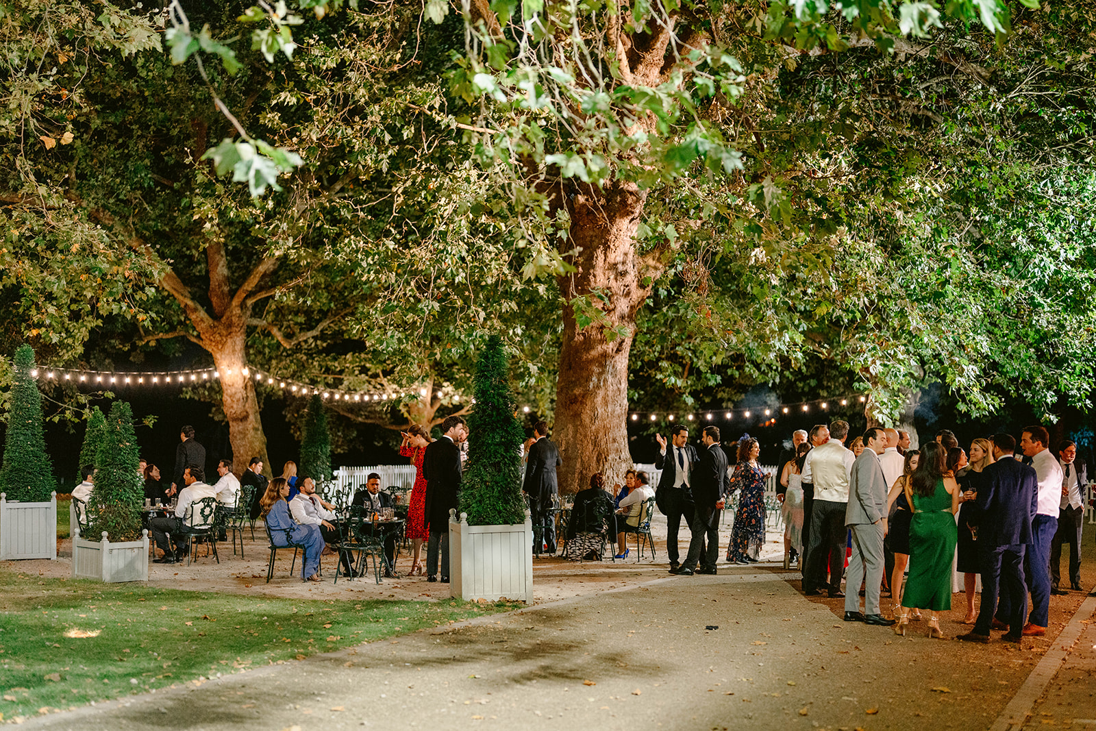 outdoor terrace photos. of wedding guests at the hurlingham club