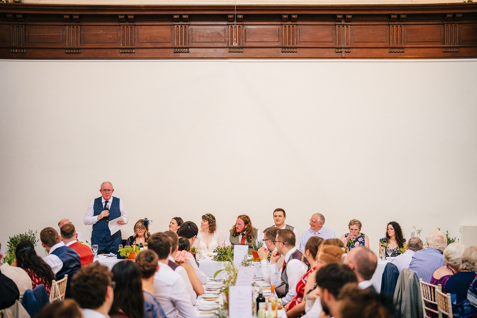 Father of the bride gives his wedding speech at Wollaton Hall