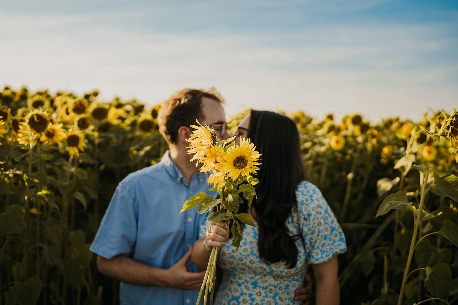 Barlow Sunflowers Engagement Shoot | Derbyshire Wedding Photography