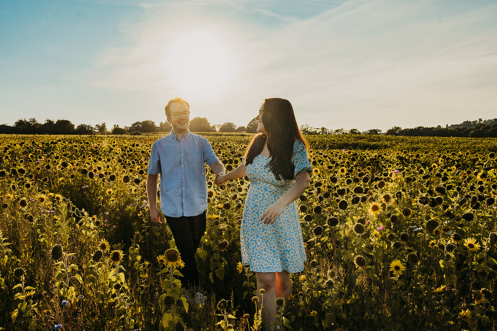 Barlow Sunflowers Engagement Shoot | Derbyshire Wedding Photography