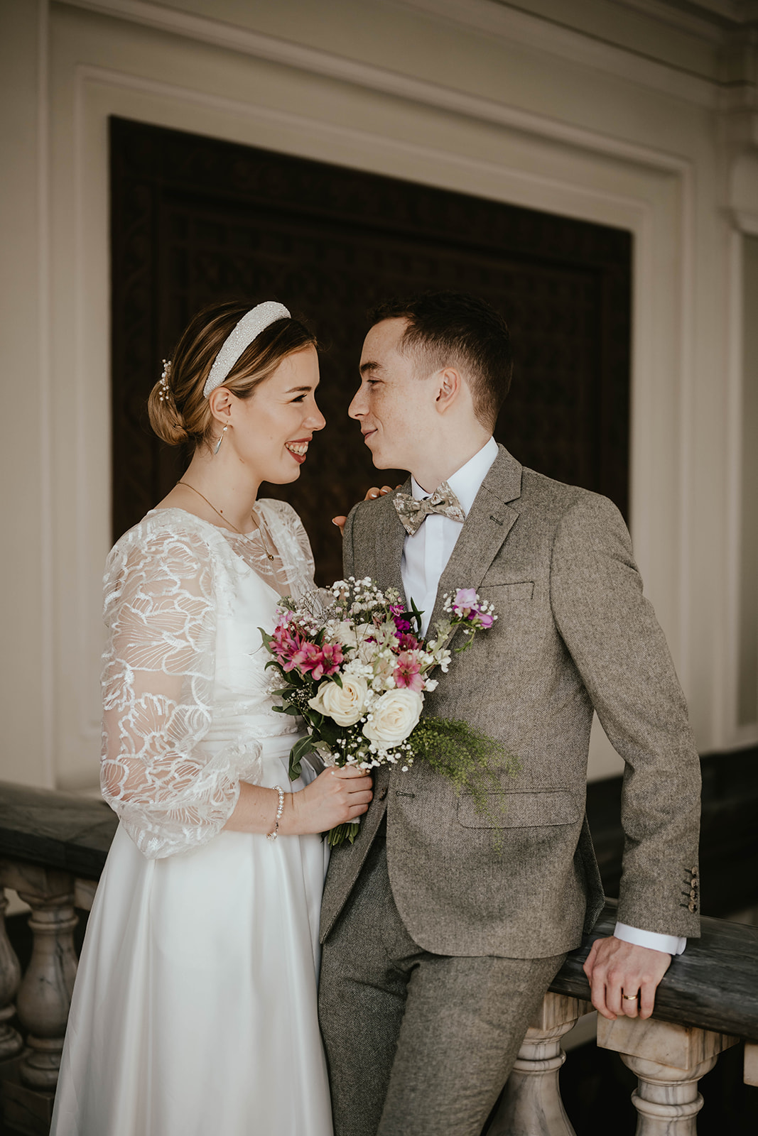 Sweet portrait of Alex and Christina at Islington Town Hall