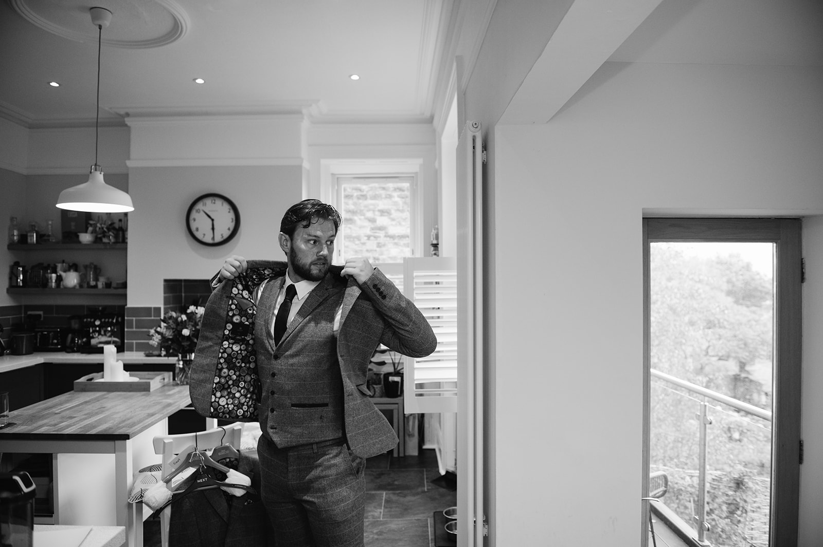 Groom getting ready for his Whirlowbrook Hall wedding Sheffield