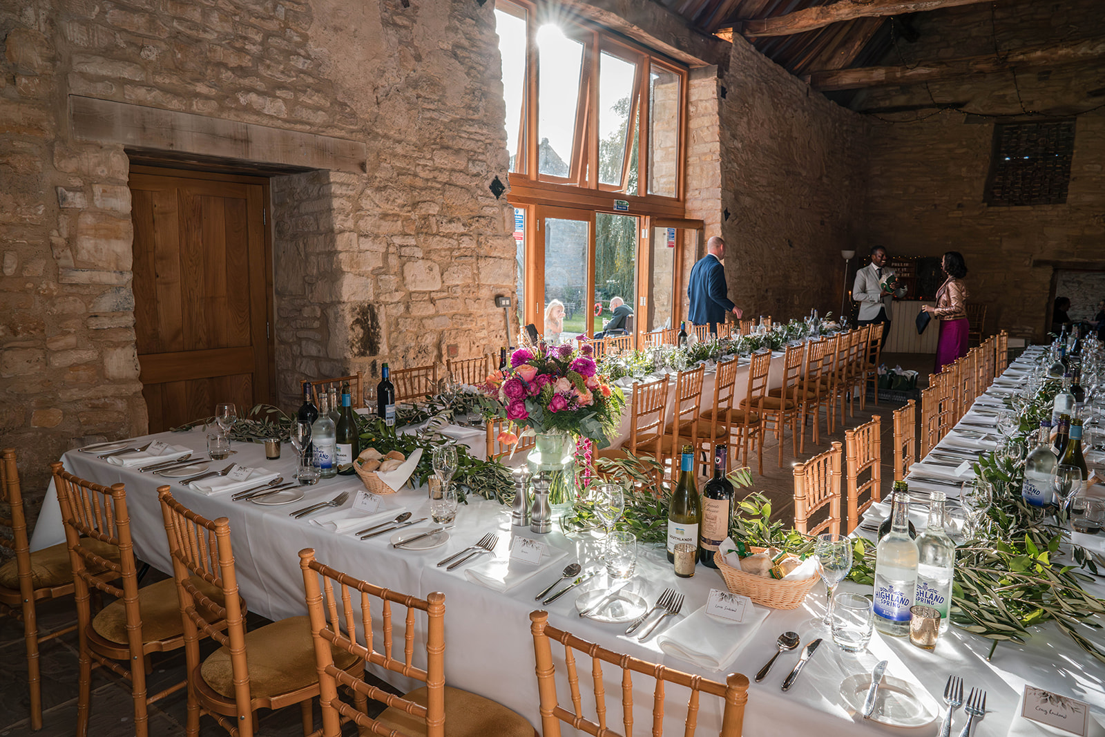 overview of tables wedding breakfast Saxon Barn Leonard Stanley Cotswolds Gloucestershire Cheltenham Bristol Bath 