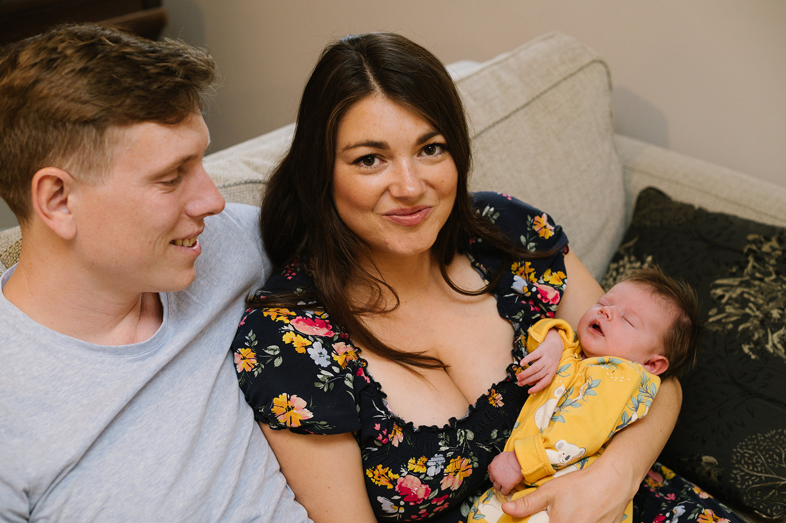 relaxed newborn family photos at home