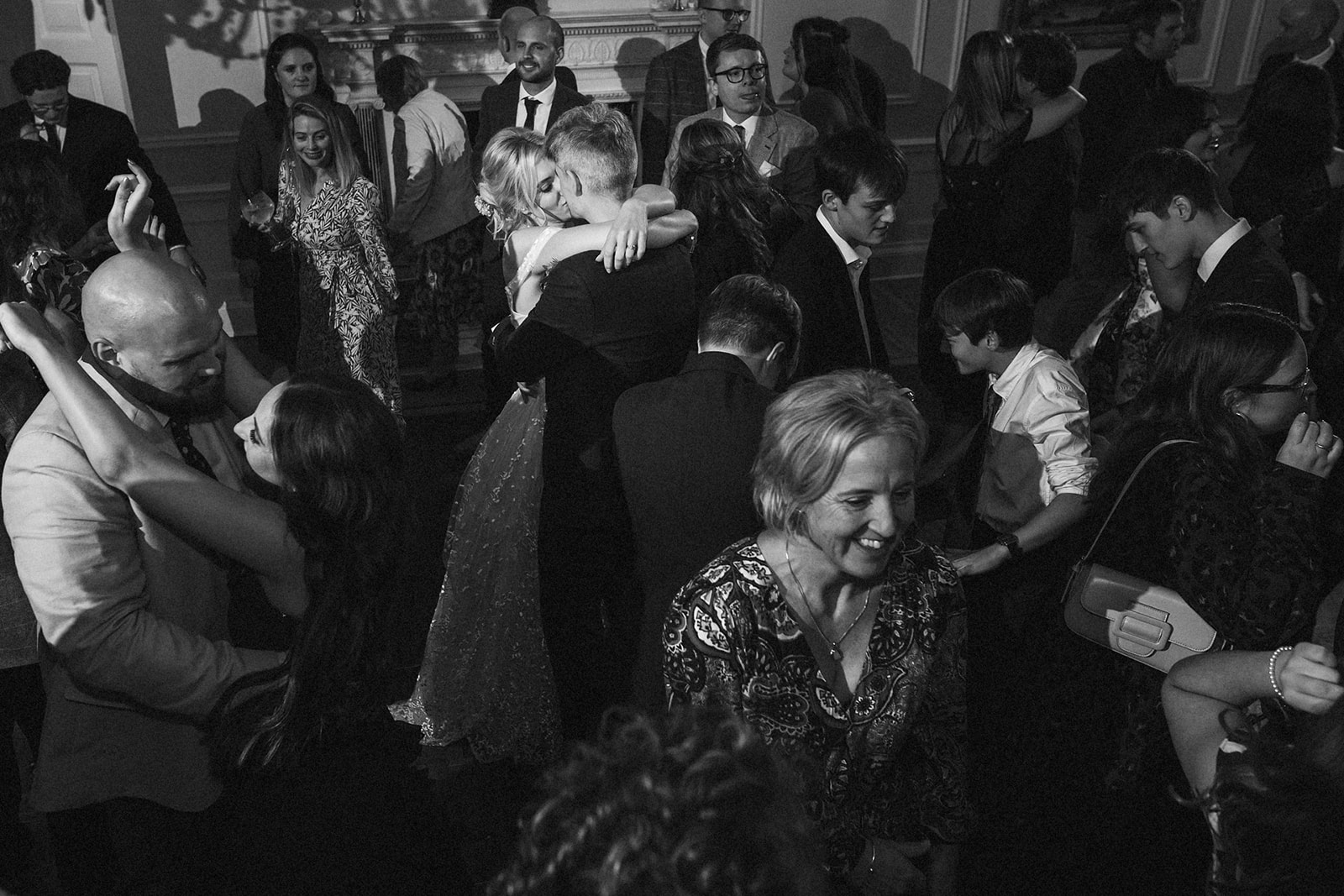 full dance floor at the wedding reception 