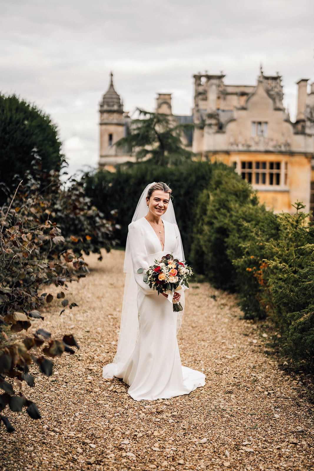 portrait of the bride at Harlaxton manor