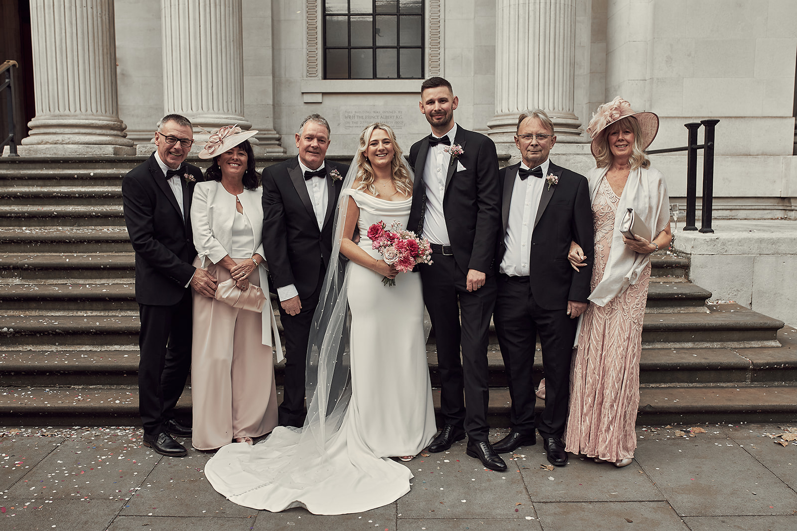 beautiful family portrait of Katy and max at Marylebone Town Hall
