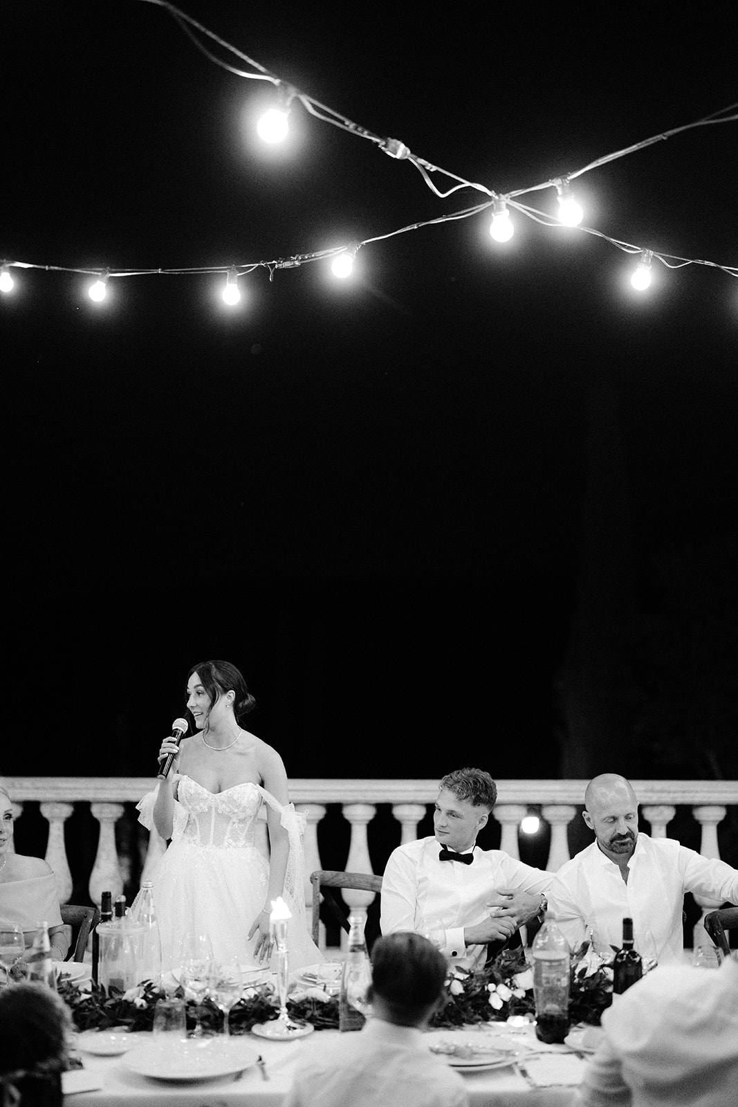 The bride's speech during the dinner at her wedding at Villa La Selva