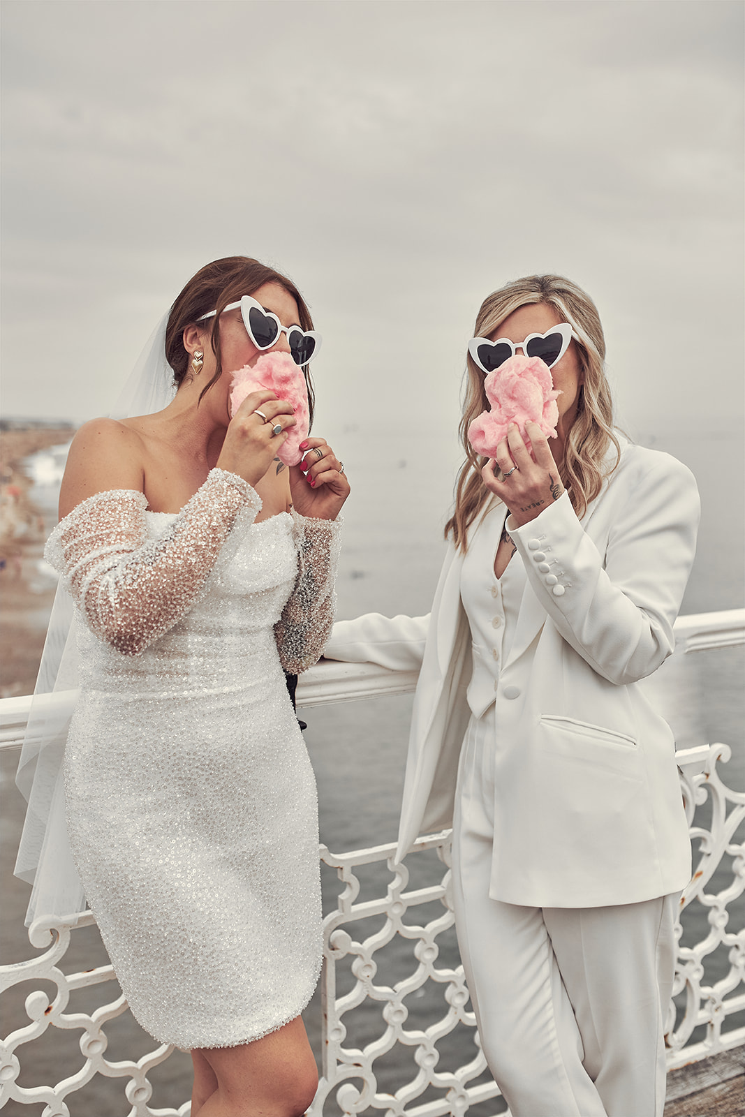brides eating cotton candy