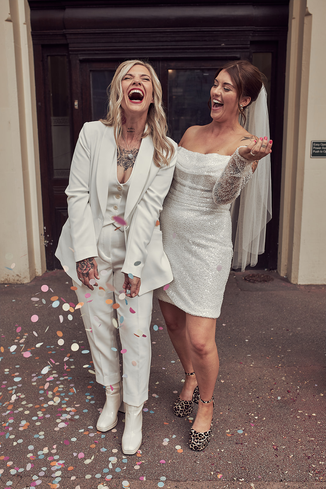 brides laughing hard