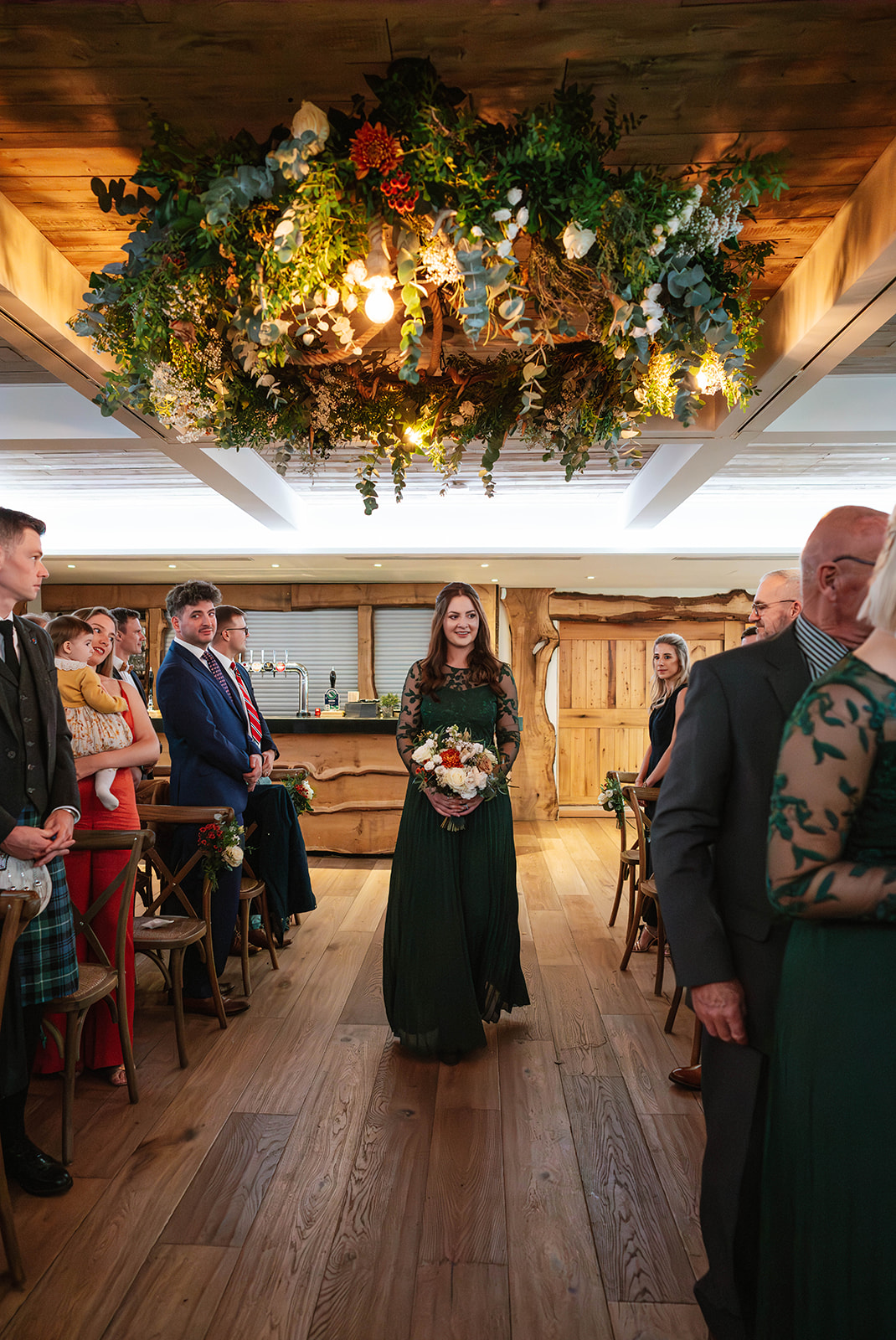 bridesmaid walking aisle Zara Davis Photography Wild Thyme and Honey Cirencester Cotswolds Gloucestershire