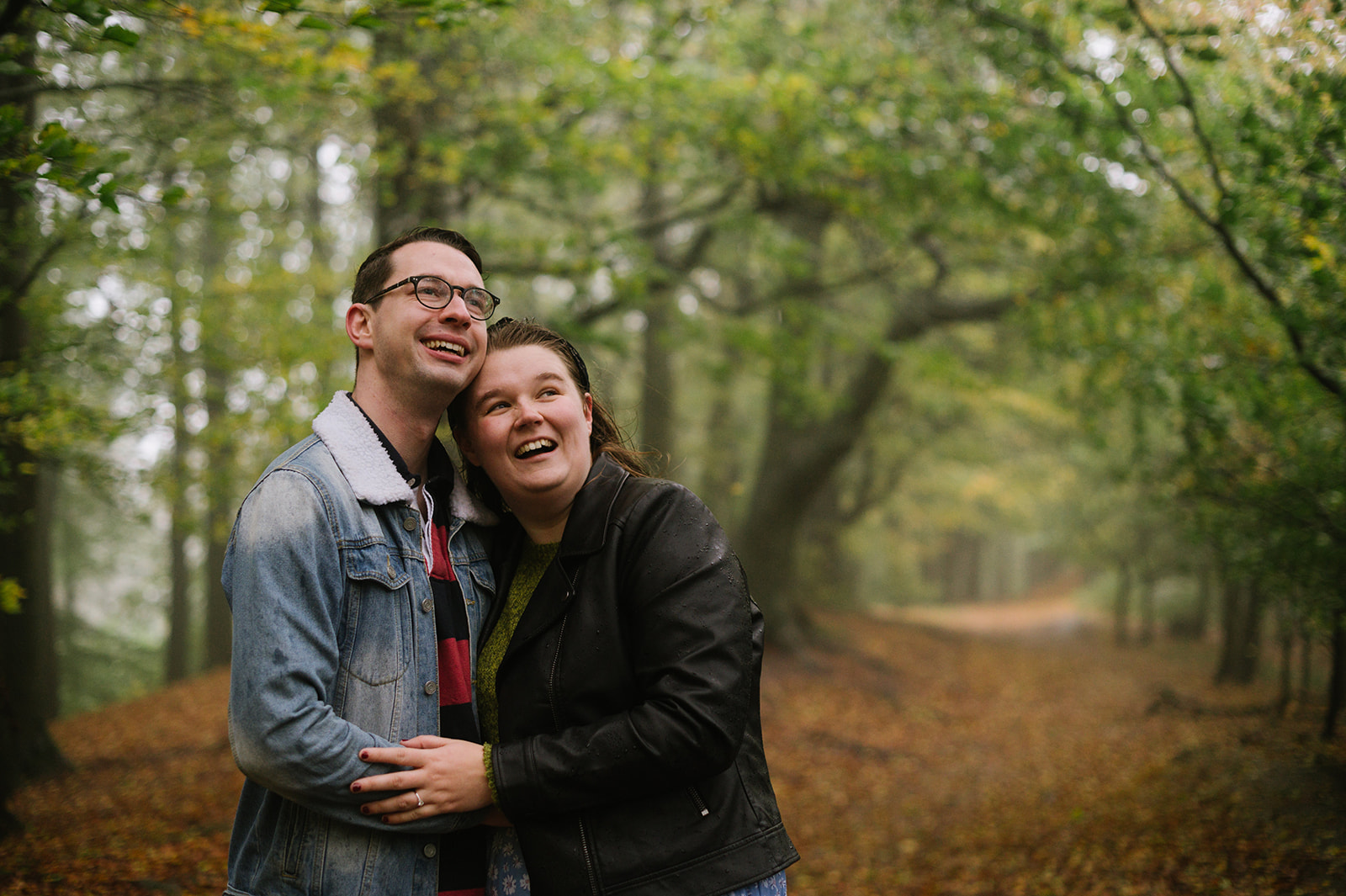 rainy engagement photos in the Clent Hills