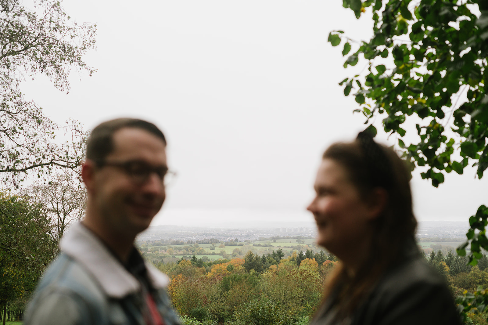 rainy engagement photos in the Clent Hills