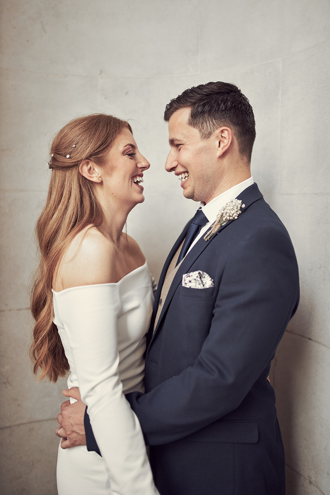 bride and groom side profile  portrait