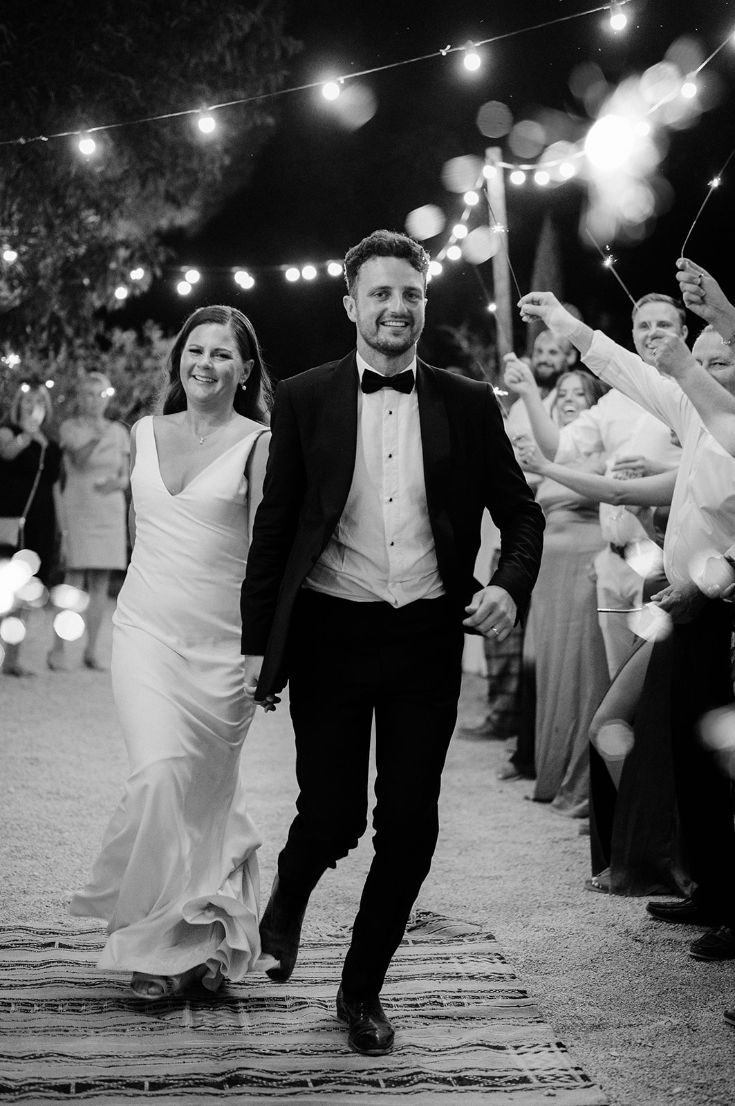 bride and groom making sparkler exit at provence wedding