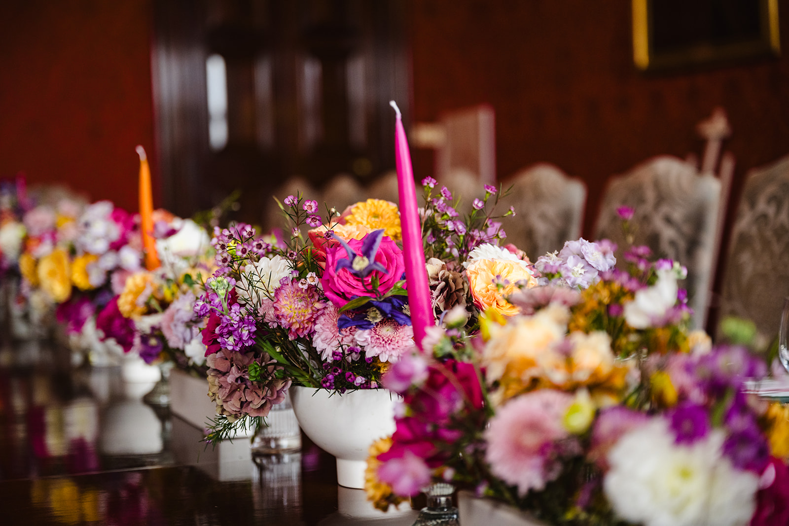 bright and bold wedding florals and decor