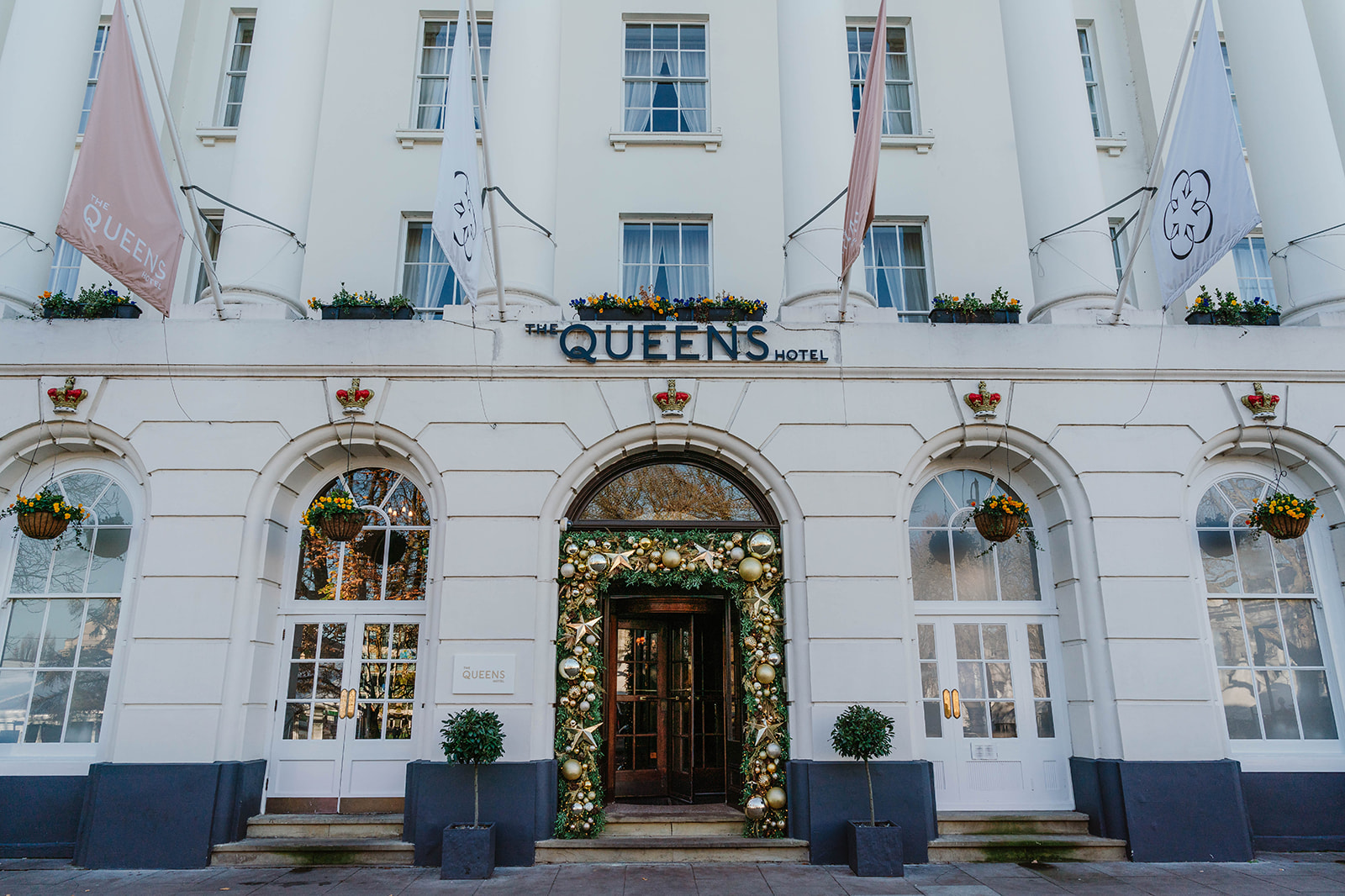 Zara Davis Wedding Photography Cotswolds Gloucestershire Cheltenham frontage of The Queens Hotel