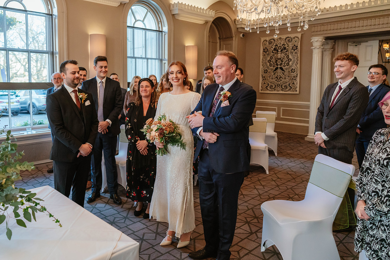 Zara Davis Wedding Photography Cotswolds Gloucestershire Cheltenham Standing at the alter Queens Hotel