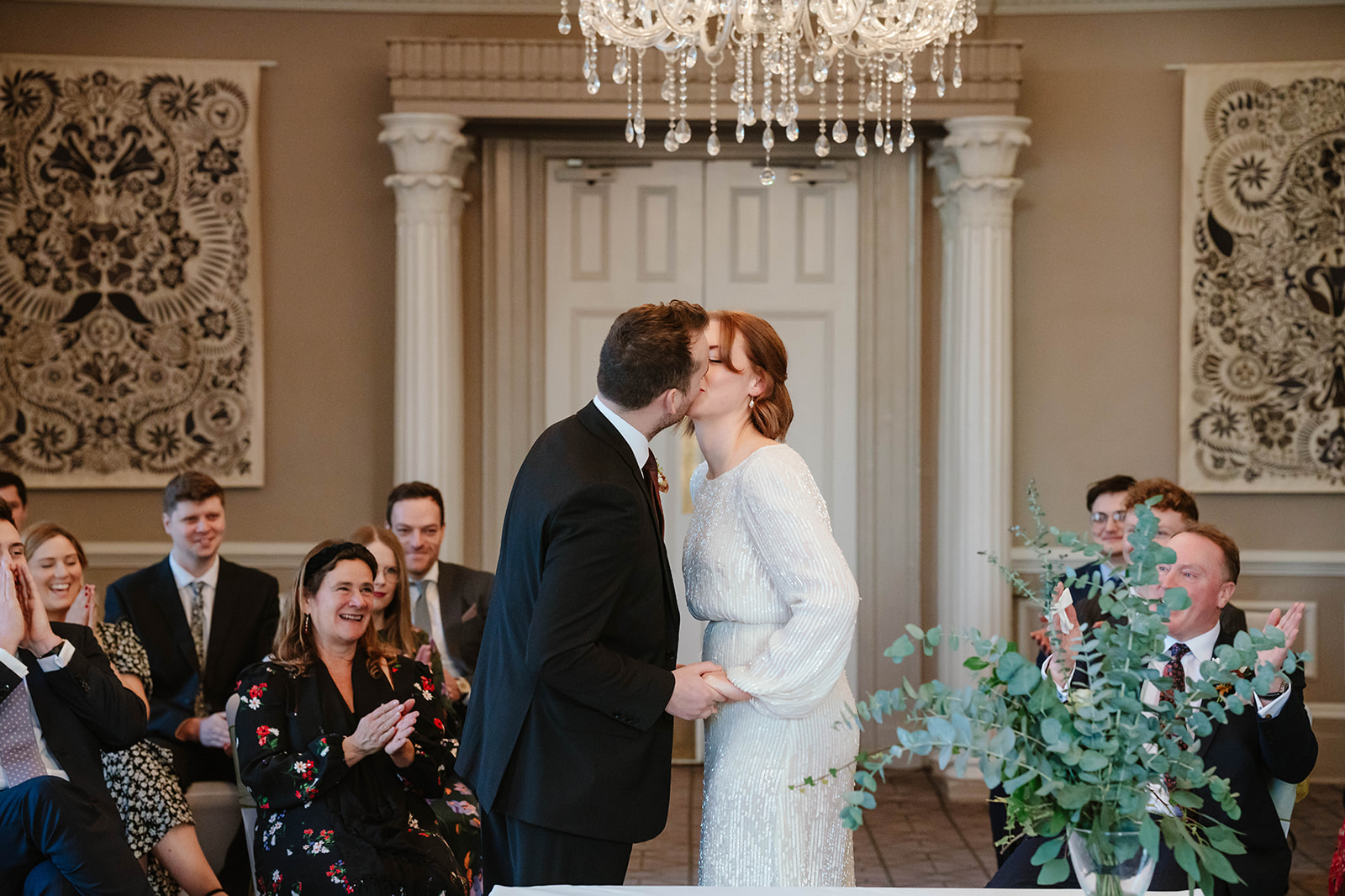 Zara Davis Wedding Photography Cotswolds Gloucestershire Cheltenham First kiss Queens Hotel