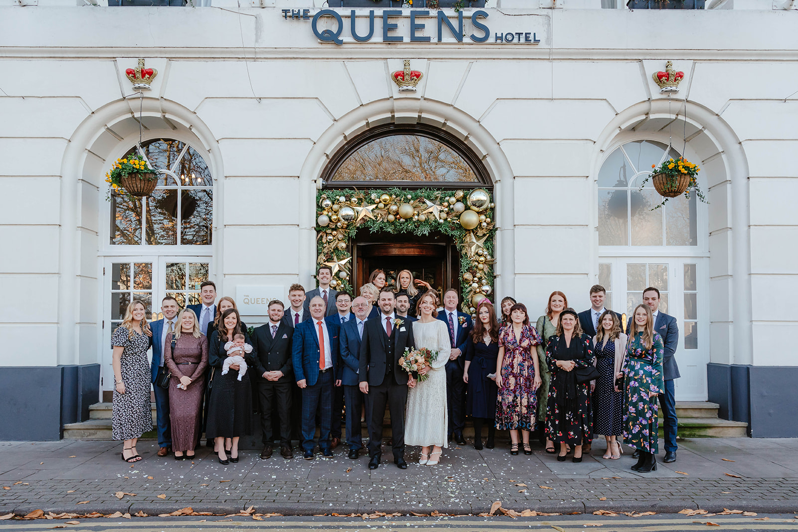 Zara Davis Wedding Photography Cotswolds Gloucestershire Cheltenham Group photo The Queens Hotel