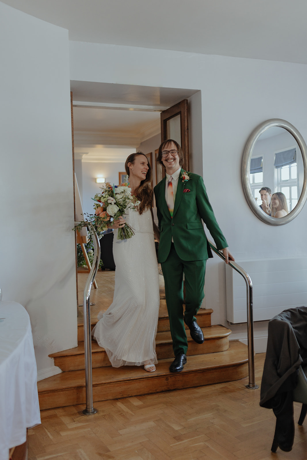 Bride and groom entrance photos at Frances quinn wedding in wales