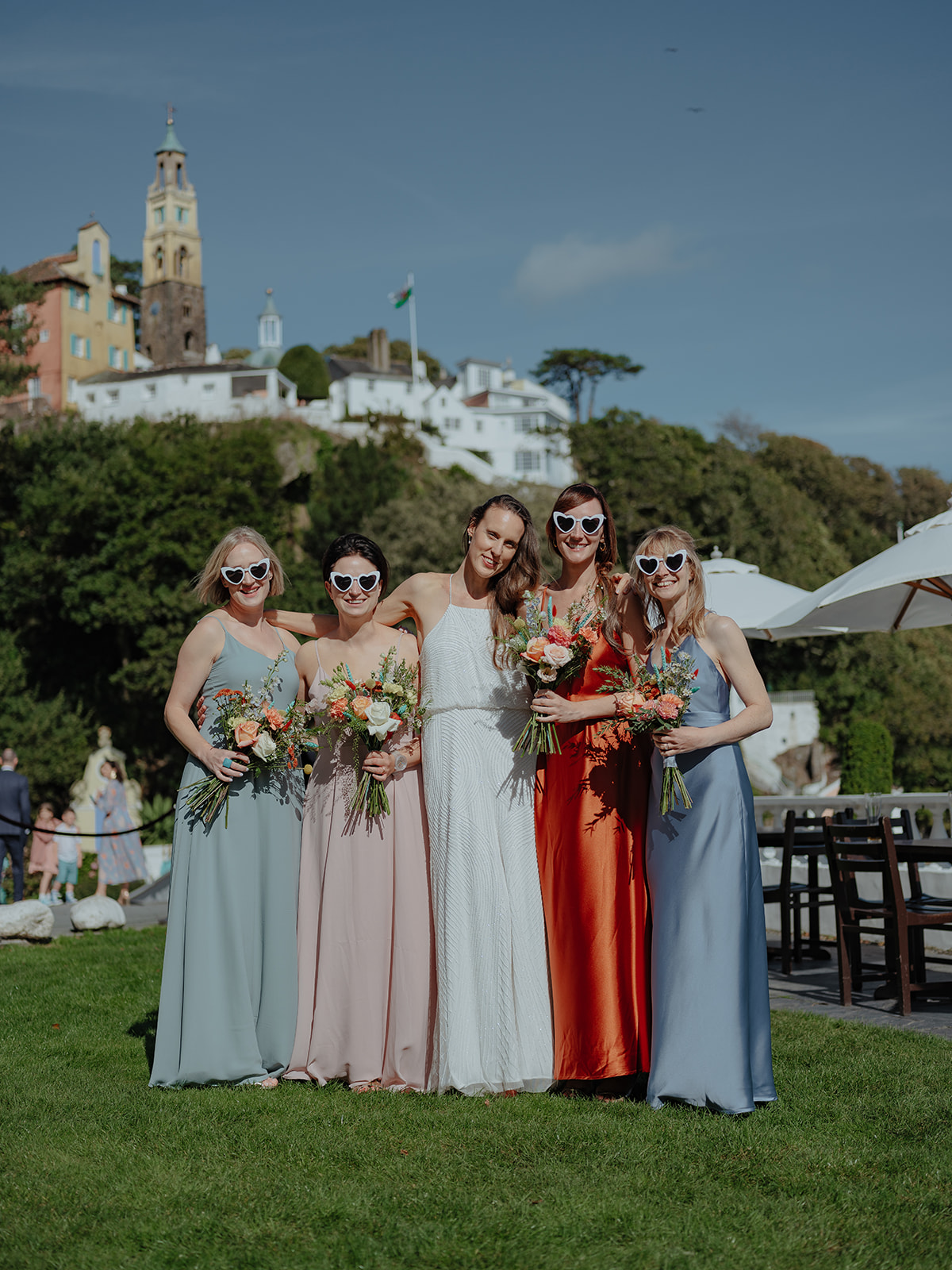 Bridesmaids shot at Frances quinn wedding in portmeirion