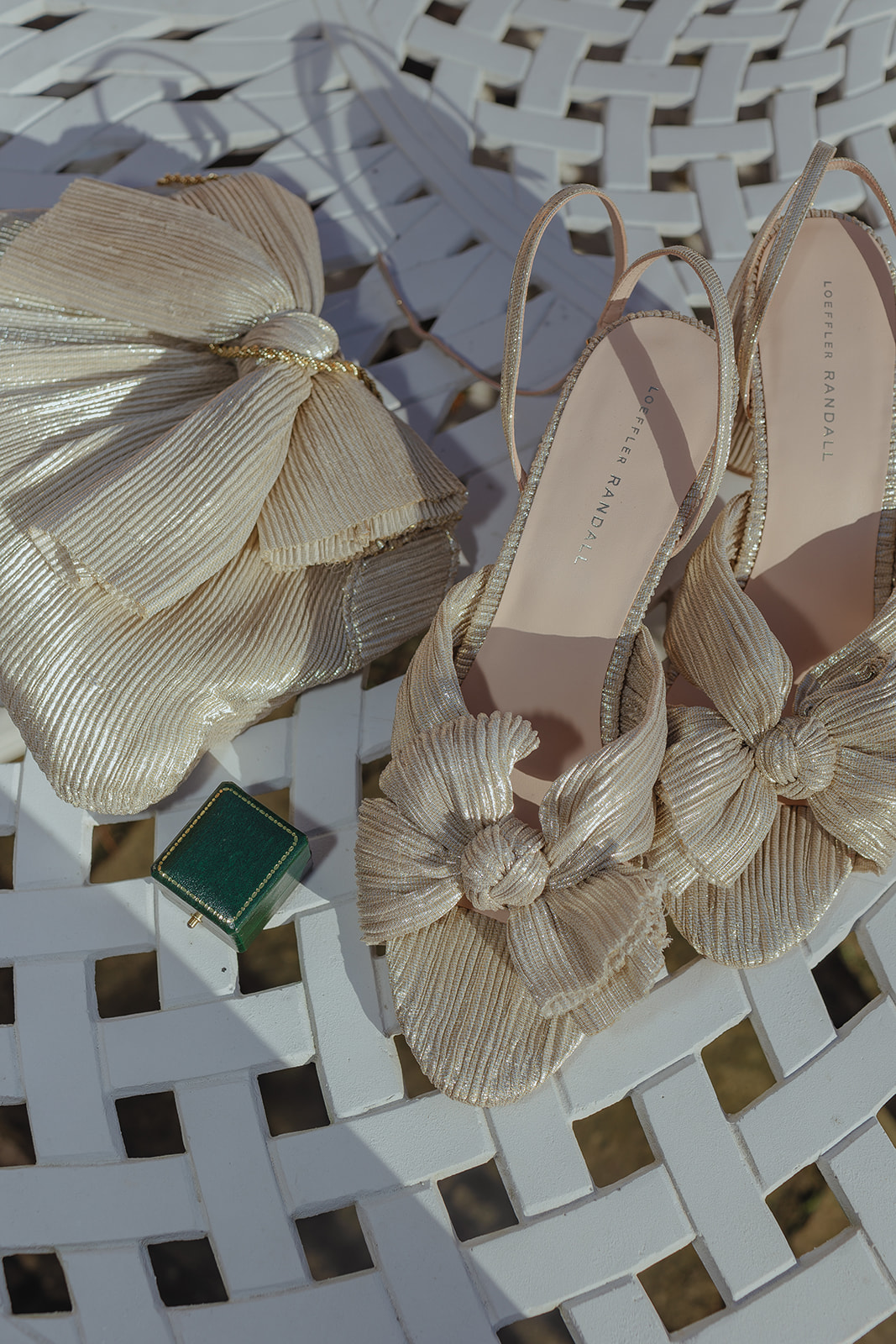 Frances quinn wedding shoes and bag in portmeirion