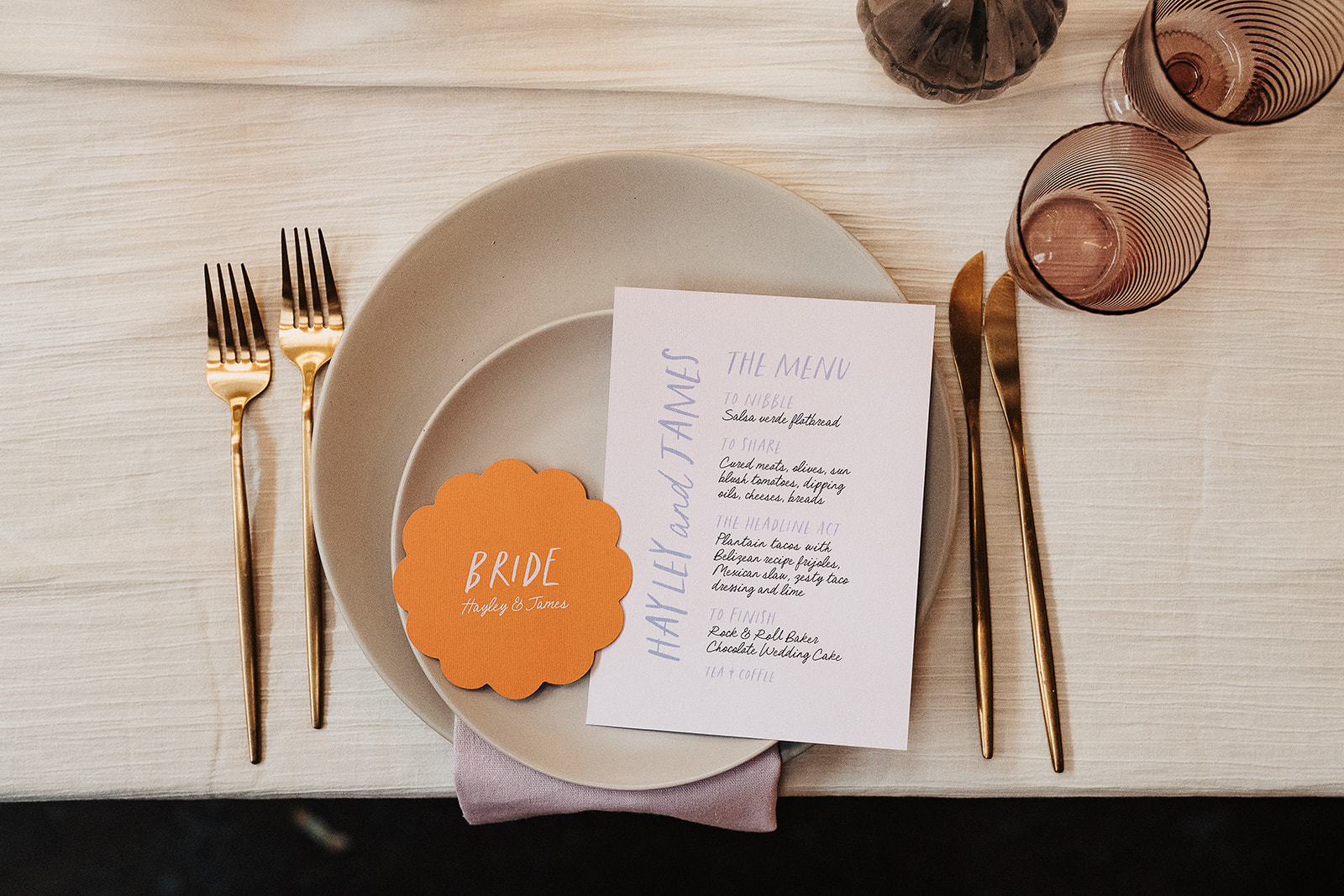 wedding table stationery by maple | The Chocolate Factory Wedding Derby