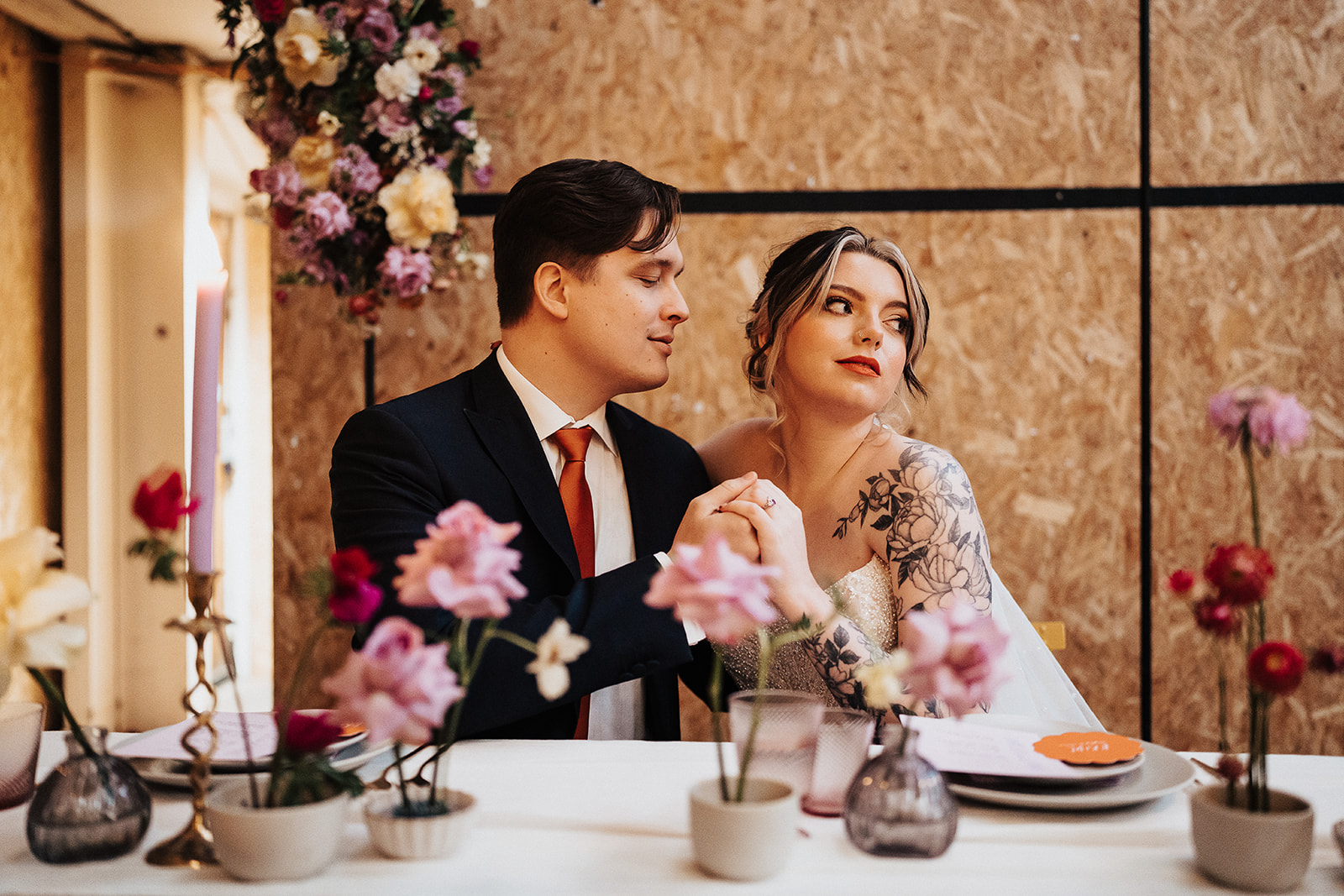 Bride and groom at the table  | Chocolate Factory Wedding Derby