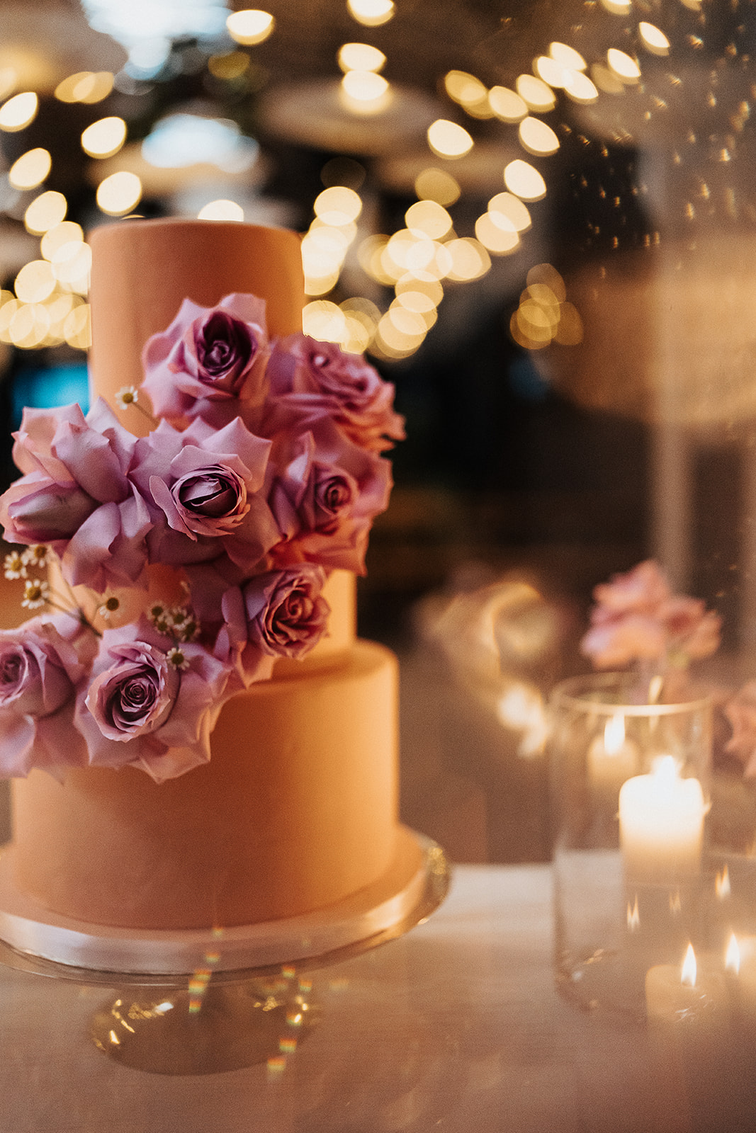 Cake with purple roses  | Chocolate Factory Wedding Derby