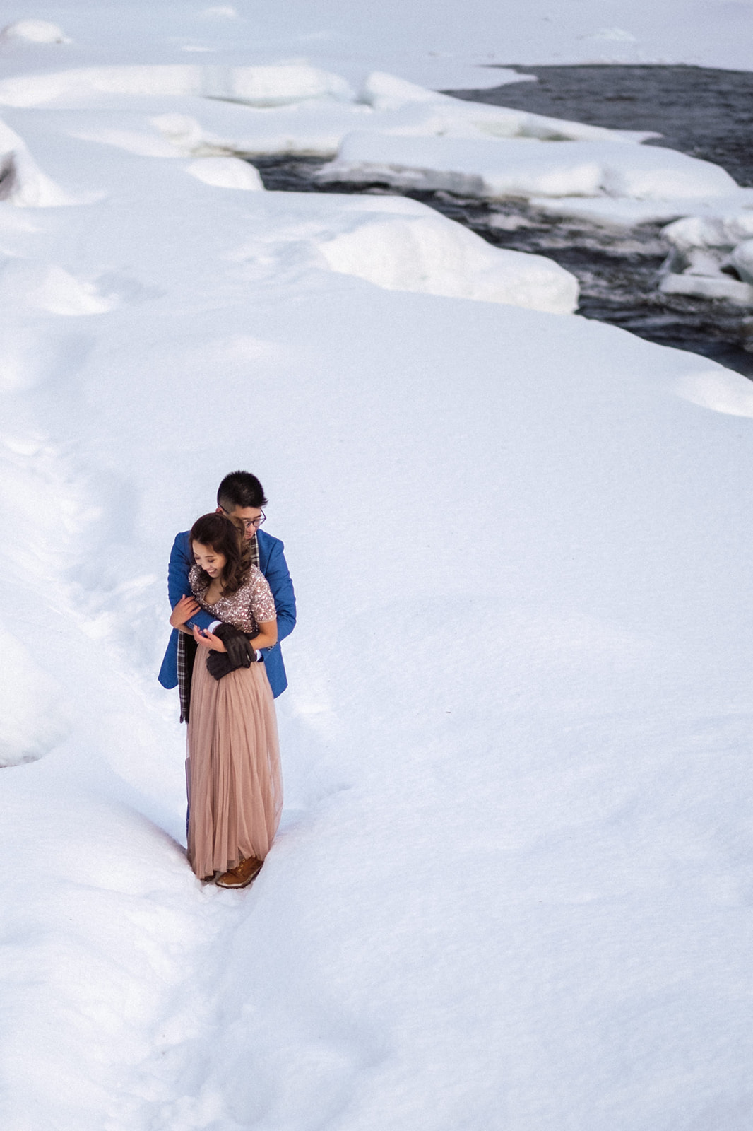 Winter wonderland in Inari, Lapland with beautiful couple