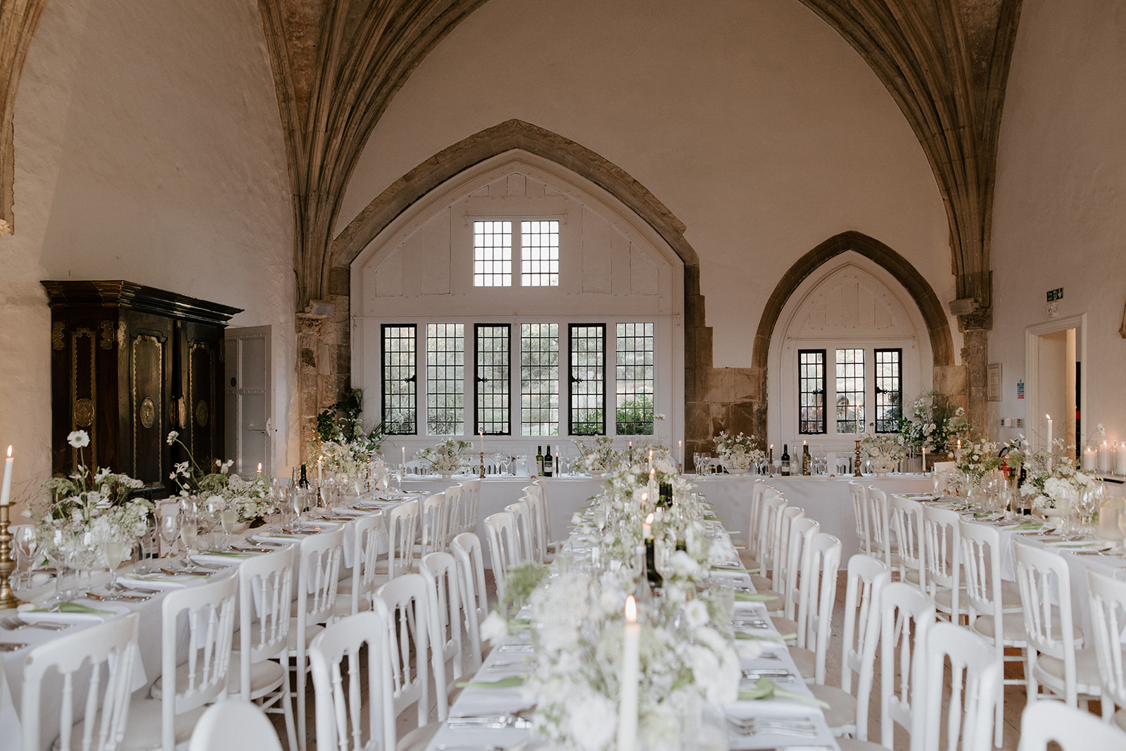 wedding reception in great hall at butley priory