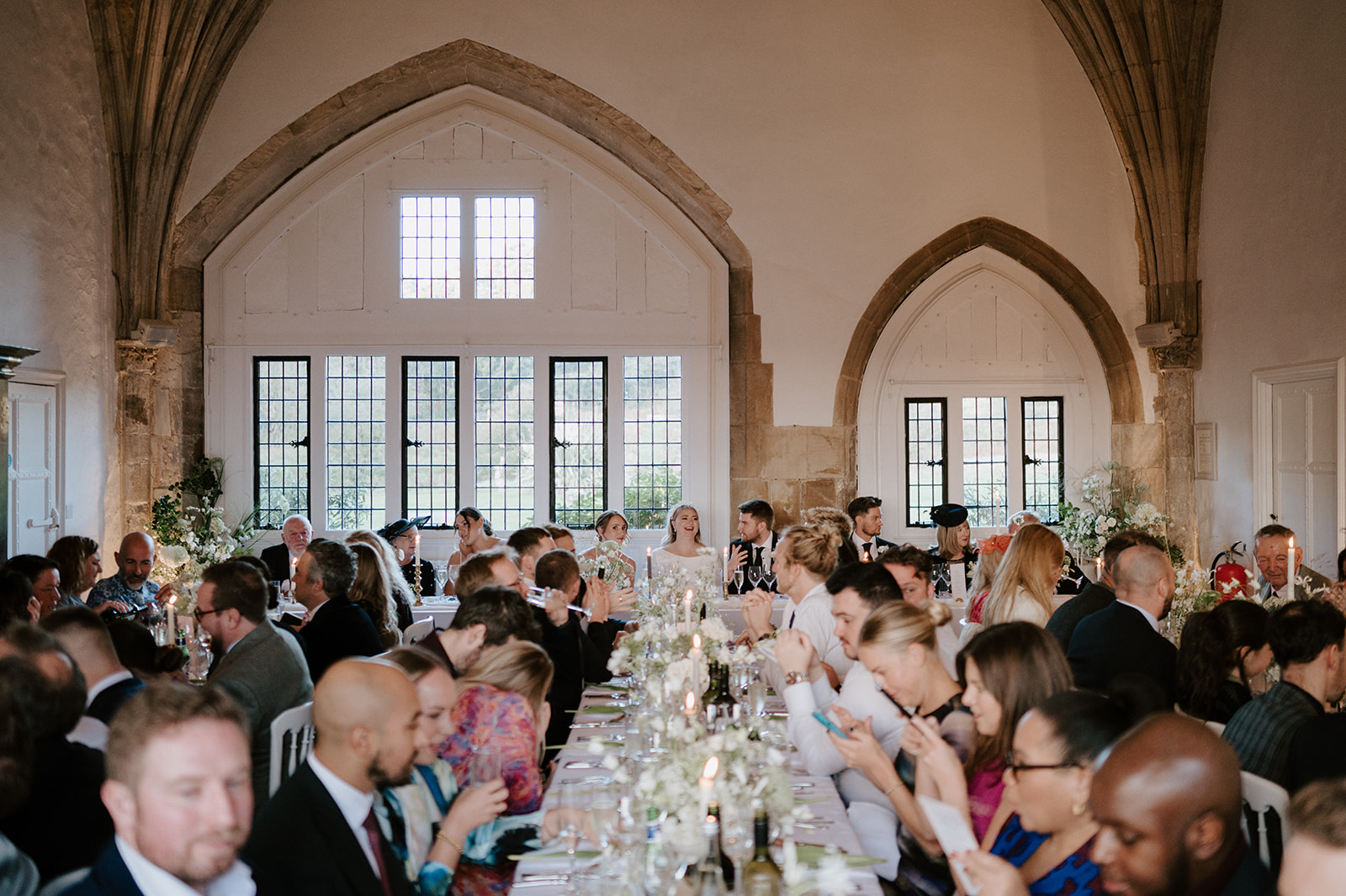 wedding reception in great hall at butley priory 