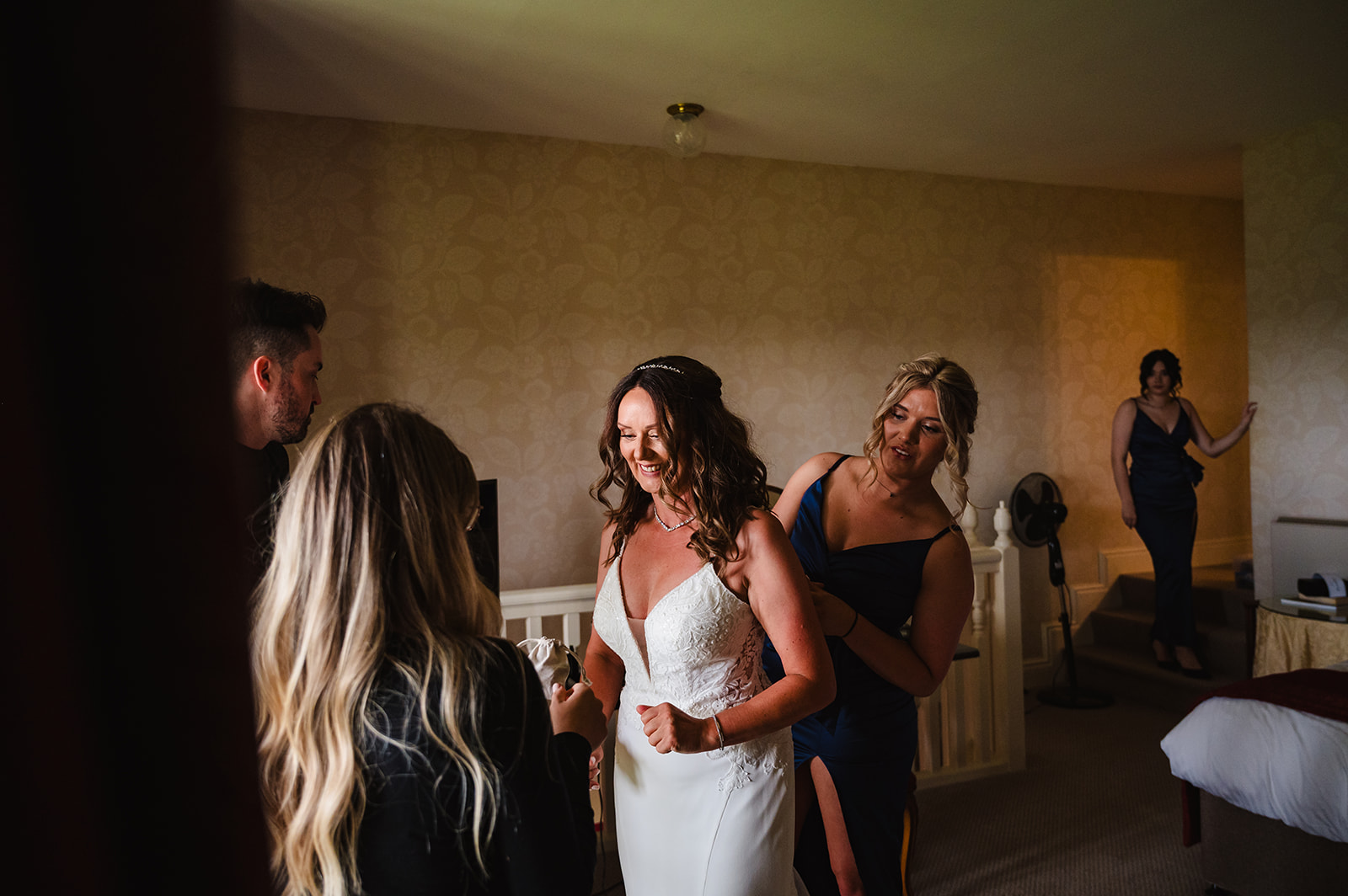 Bride with her daughters at Stapleford park hotel by Amanda Forman Photography