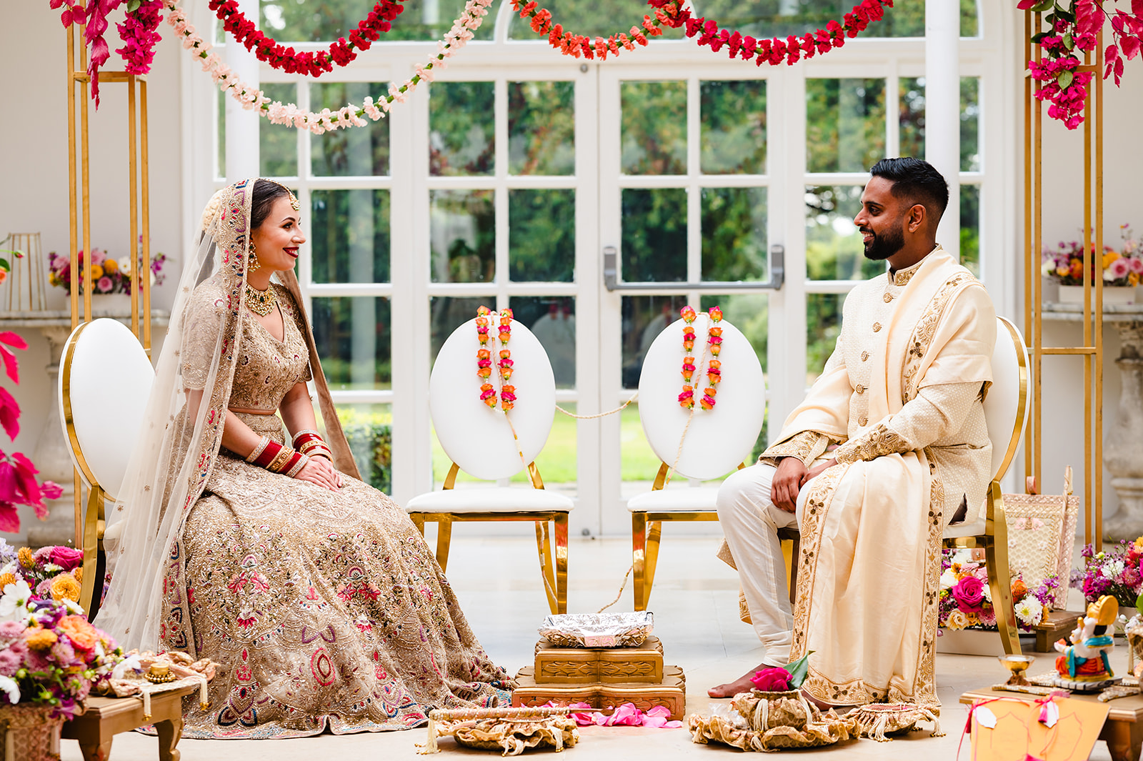 Mandup set up with bride and groom during indian wedding ceremony photoshoot by Amanda Forman Photography