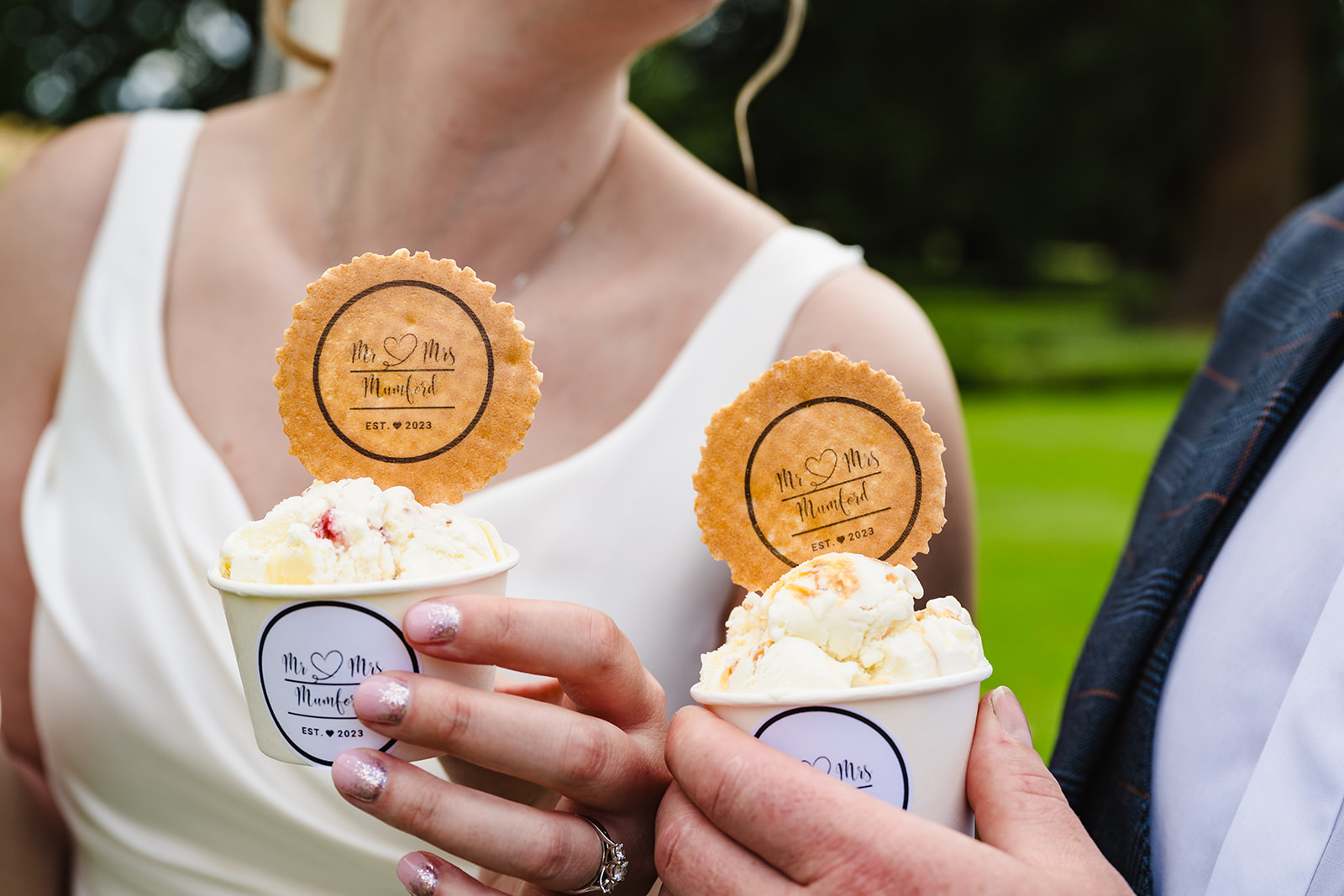 Bride and groom with their ice cream at stapleford park by Amanda Forman Photography