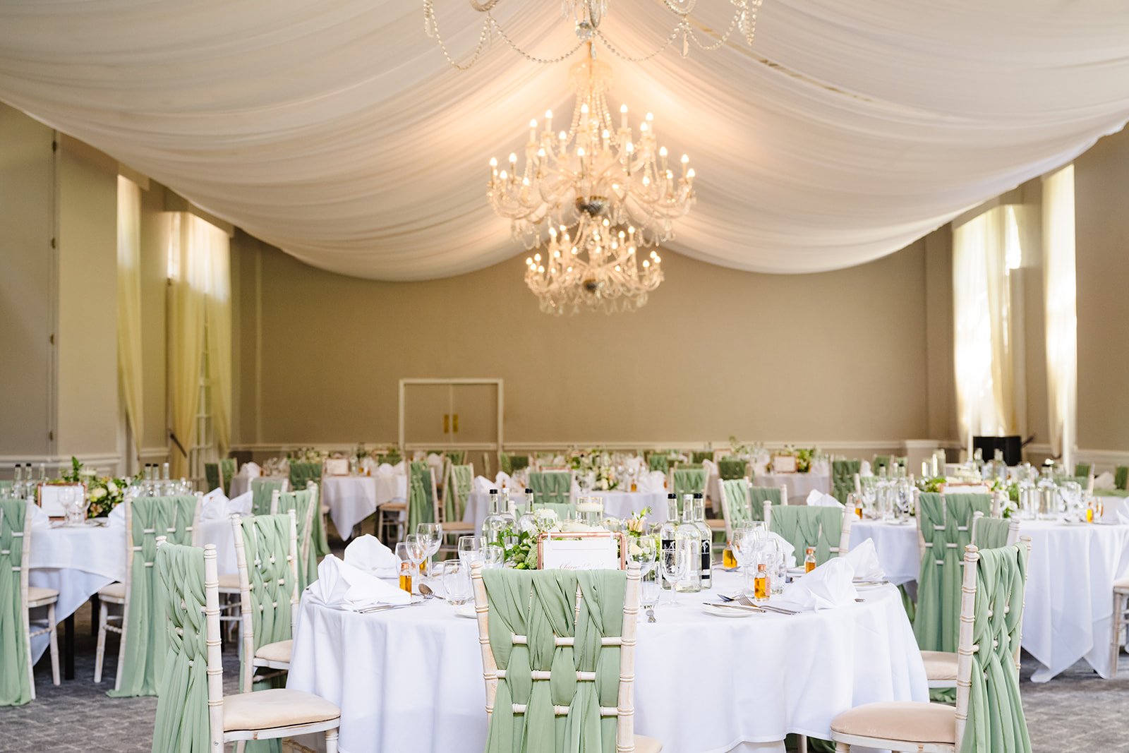 The ballroom at stapleford park styled for a wedding by Amanda Forman Photography